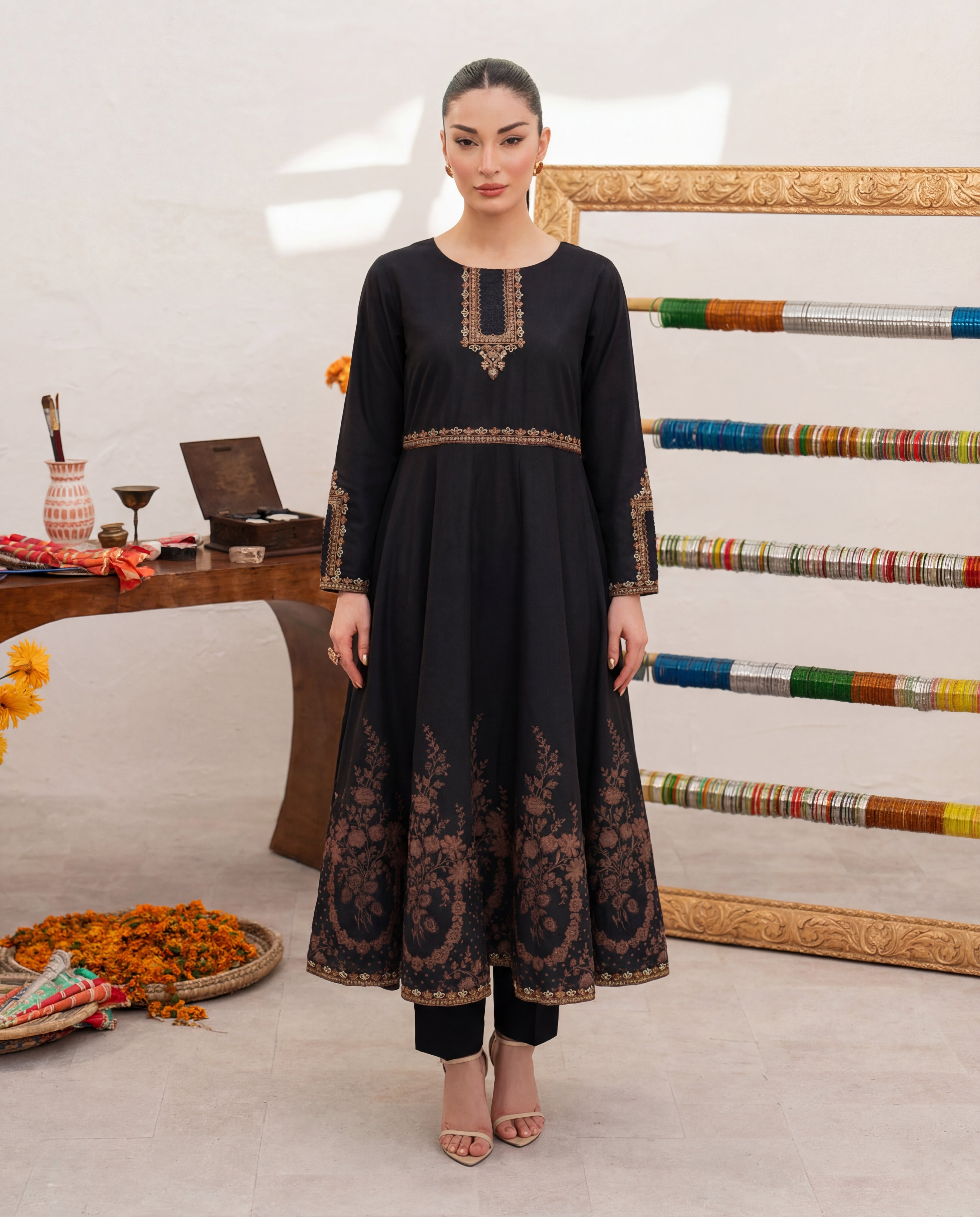 Gazing Black Premium Fabric Pakistani Summer Dresses - Sahiba-clothing - 1