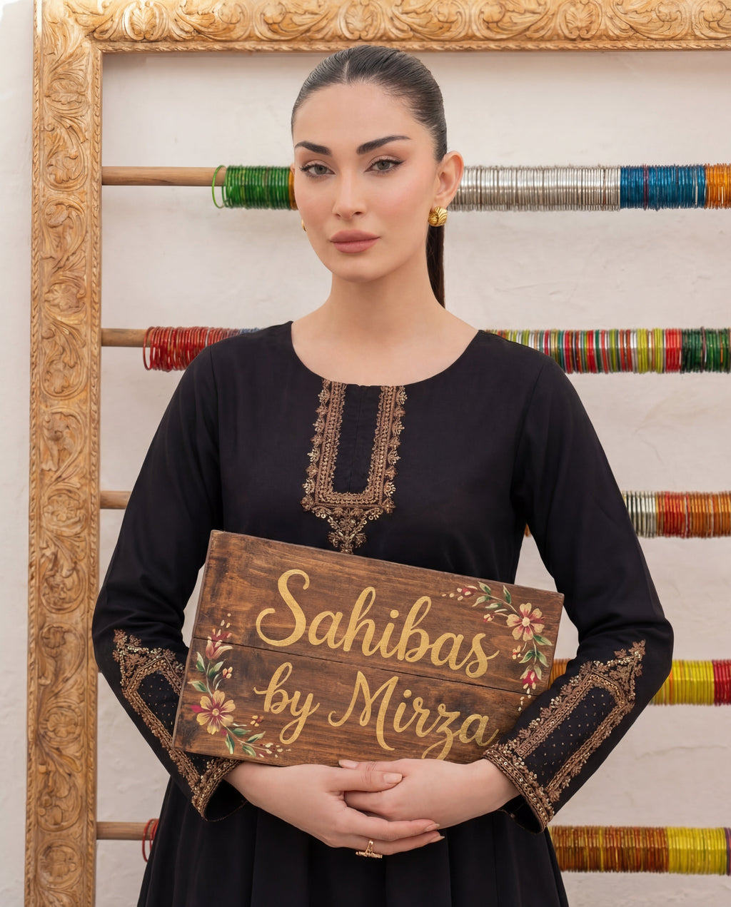 Gazing Black Premium Fabric Pakistani Summer Dresses - Sahiba-clothing - 3
