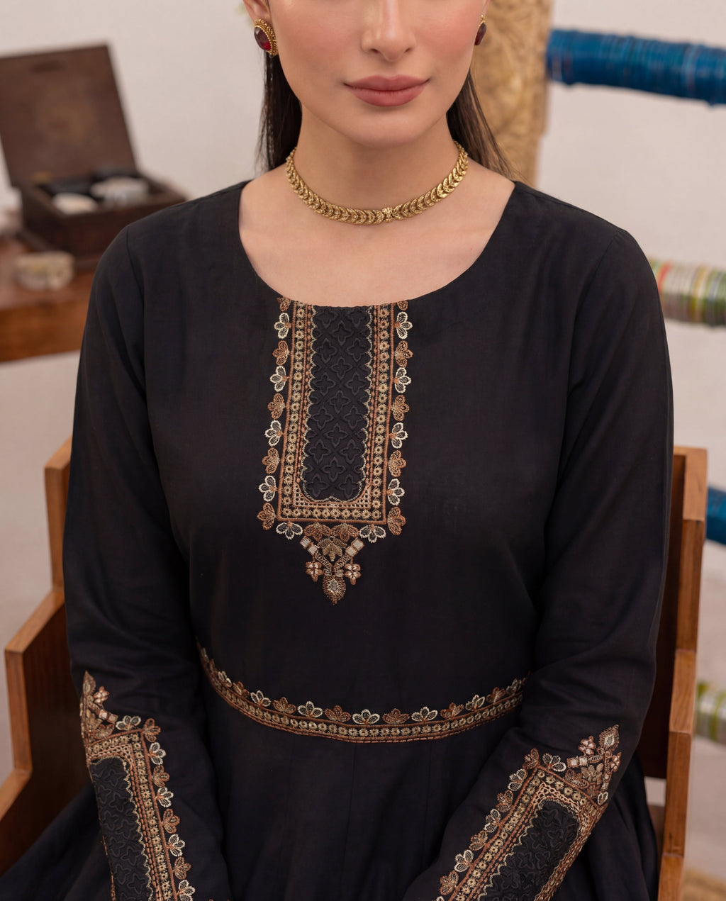 Gazing Black Premium Fabric Pakistani Summer Dresses - Sahiba-clothing - 9