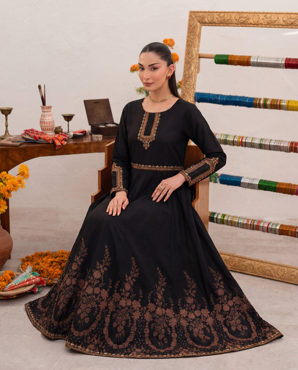 Gazing Black Premium Fabric Pakistani Summer Dresses - Sahiba-clothing - 6