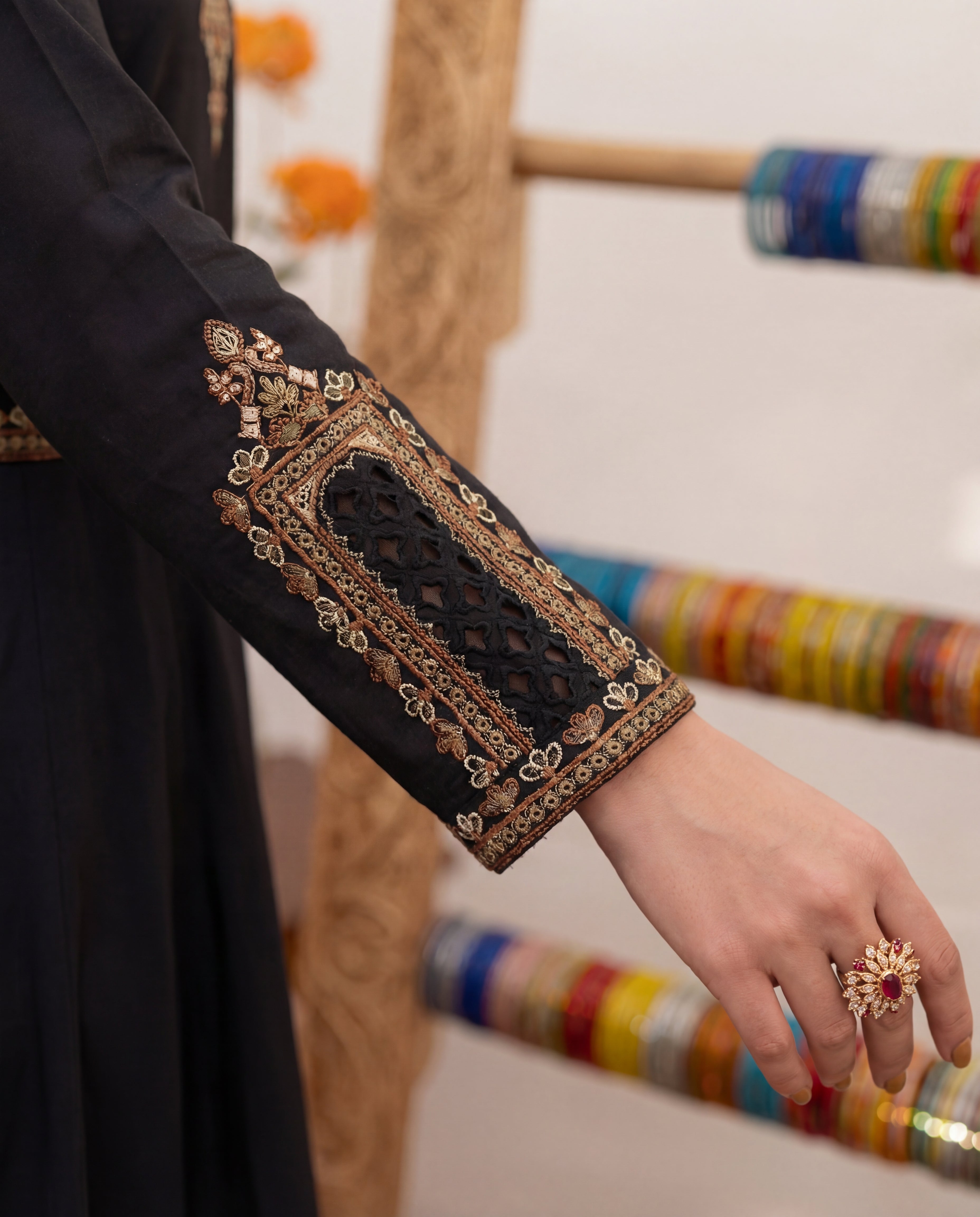 Gazing Black Premium Fabric Pakistani Summer Dresses - Sahiba-clothing - 4