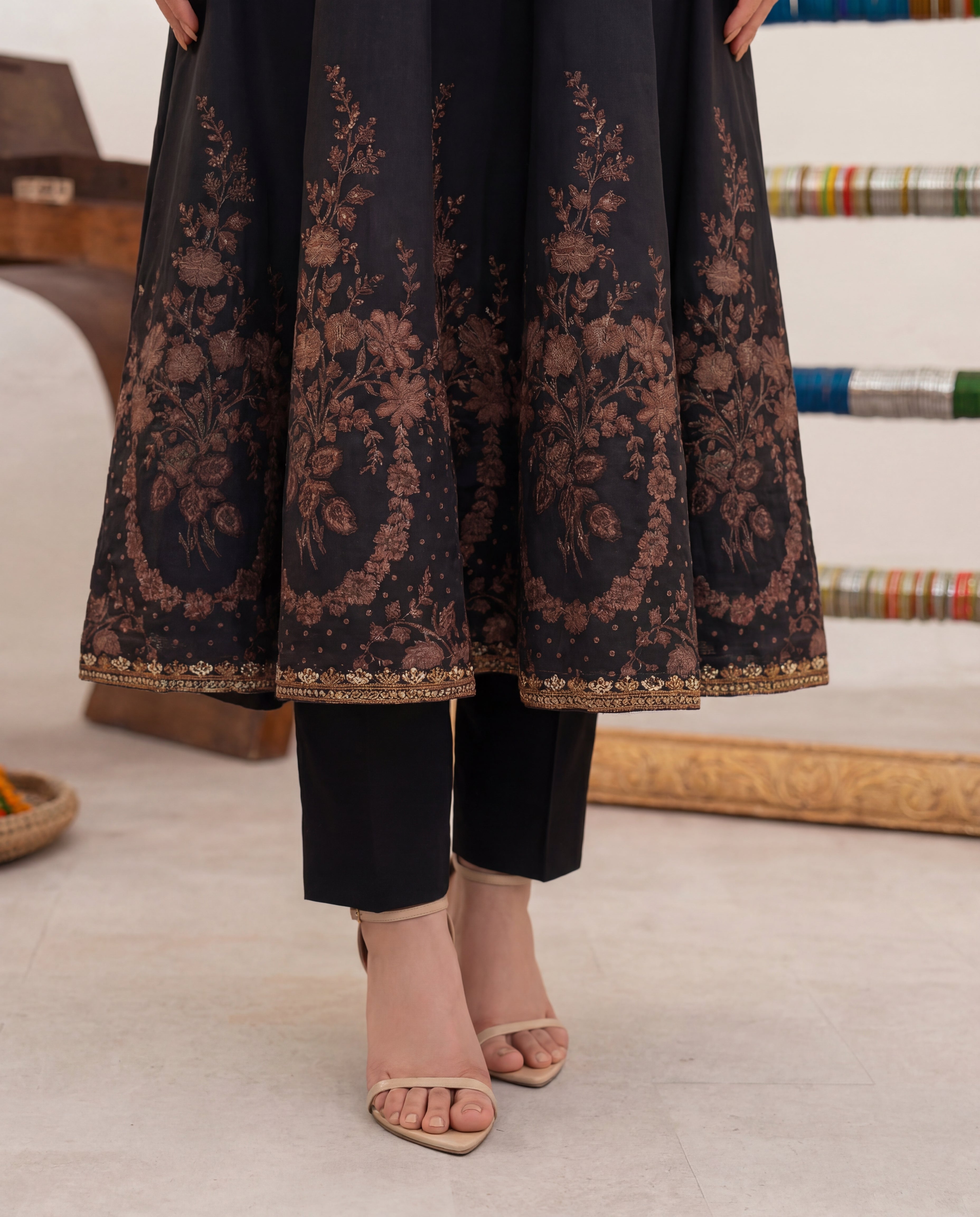 Gazing Black Premium Fabric Pakistani Summer Dresses - Sahiba-clothing - 5