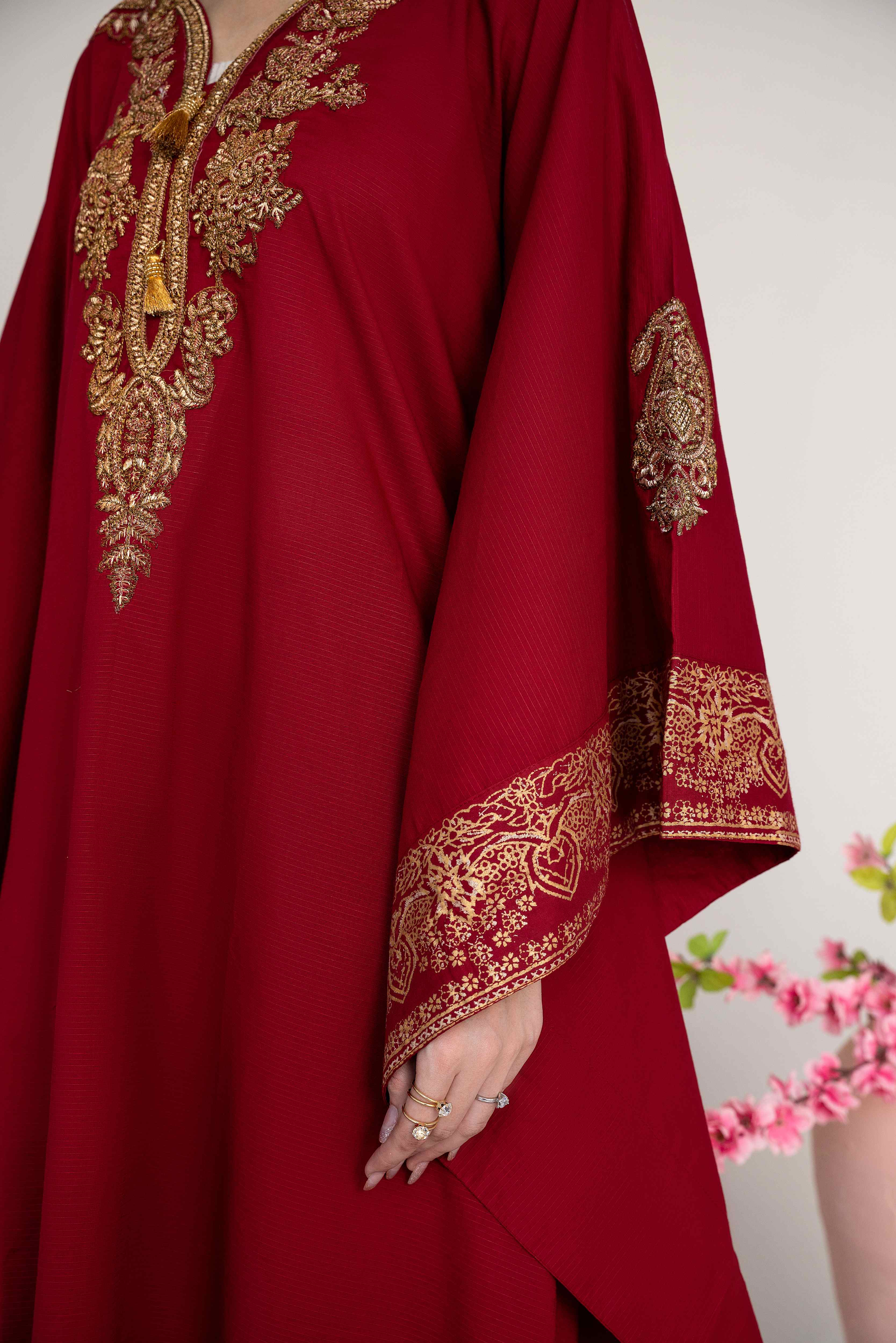Crescent Maroon Premium Fabric Pakistani Summer Dresses - Sahiba-clothing - 2