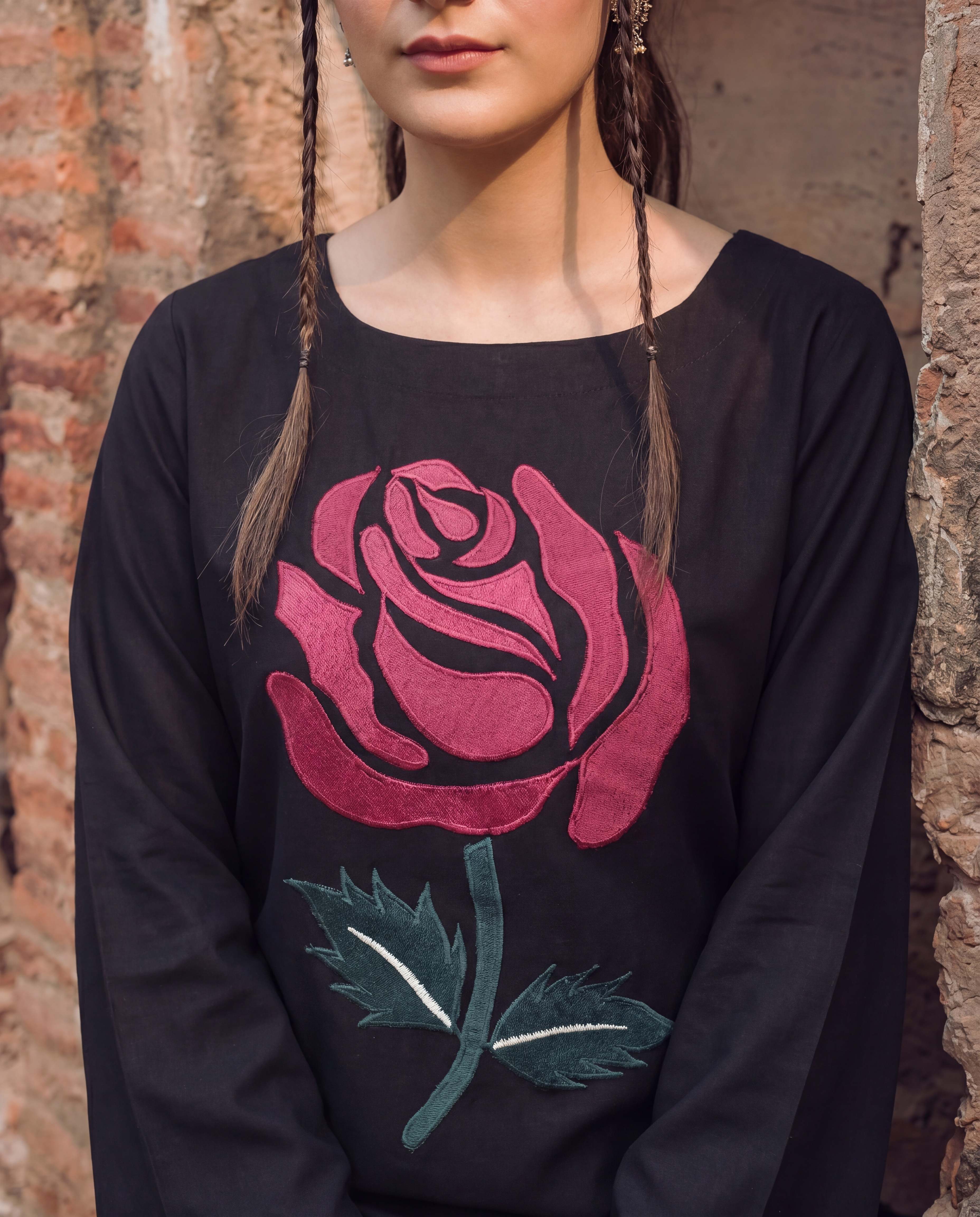 Blossom Black Premium Fabric Pakistani Summer Dresses - Sahiba-clothing - 3