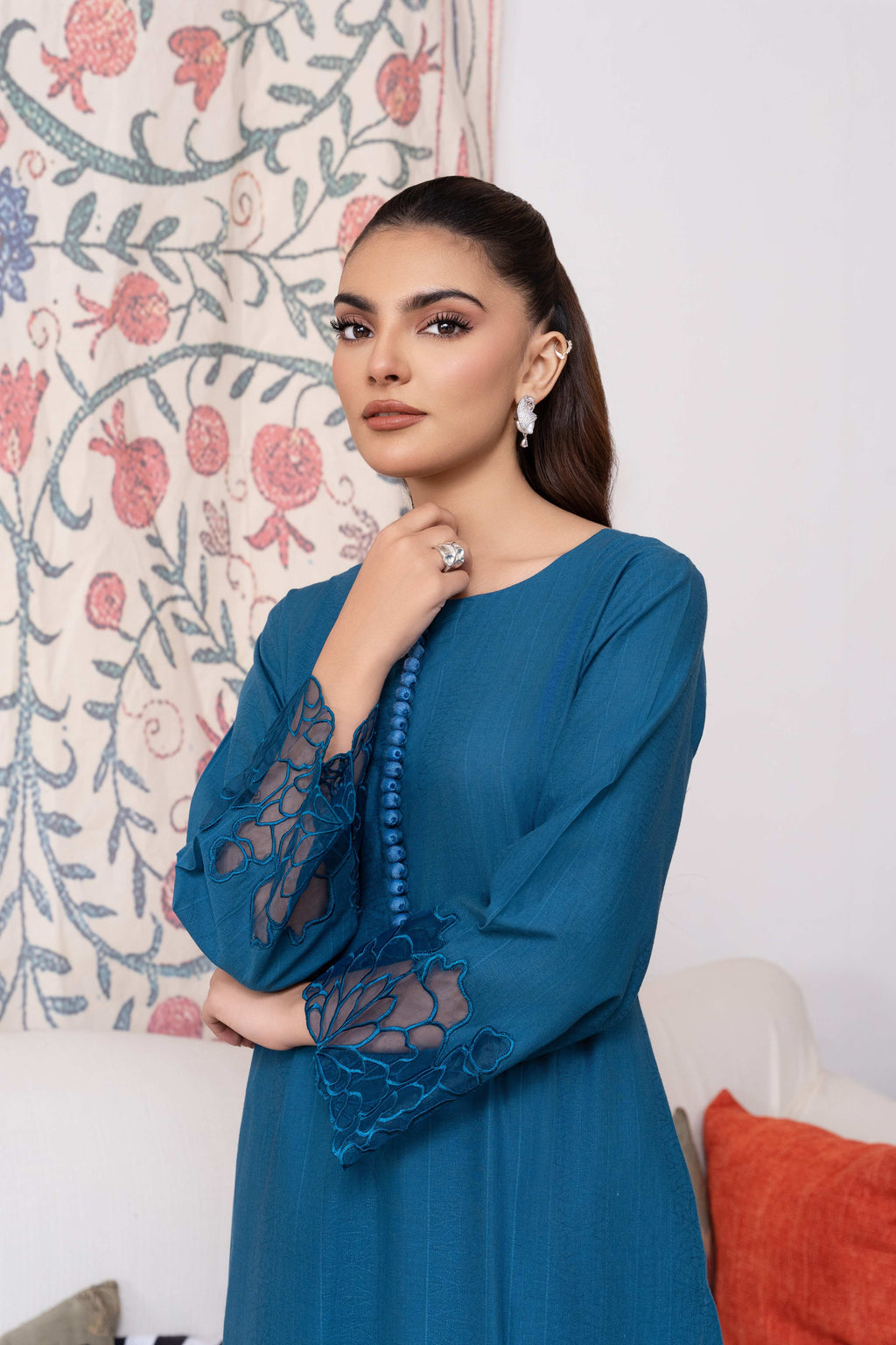 Calico - Blue Cotton Pakistani Summer Dresses - Sahiba-clothing - 2