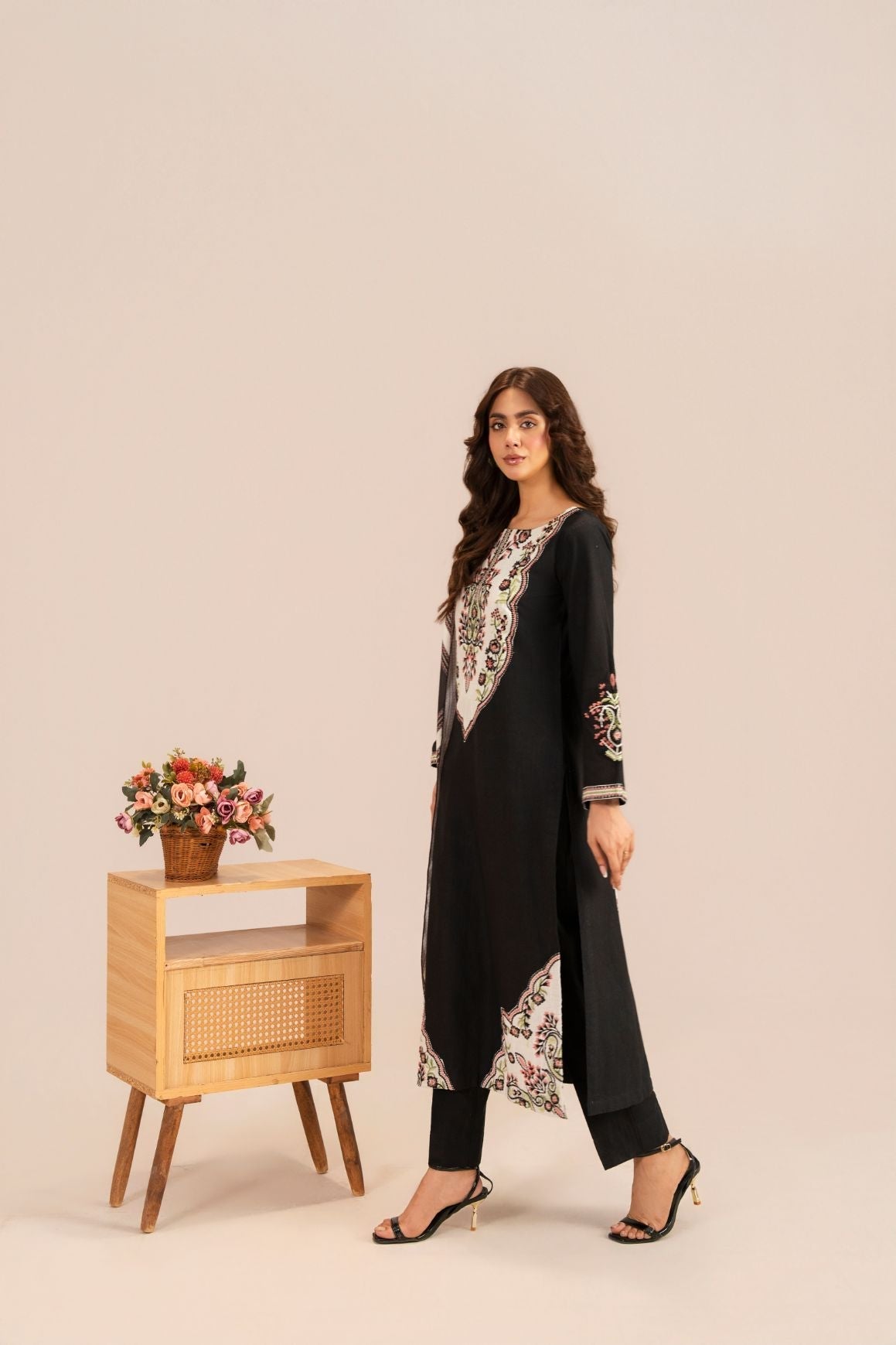 Roam Black Premium Fabric Pakistani Winter Dresses - Sahiba-clothing - 3