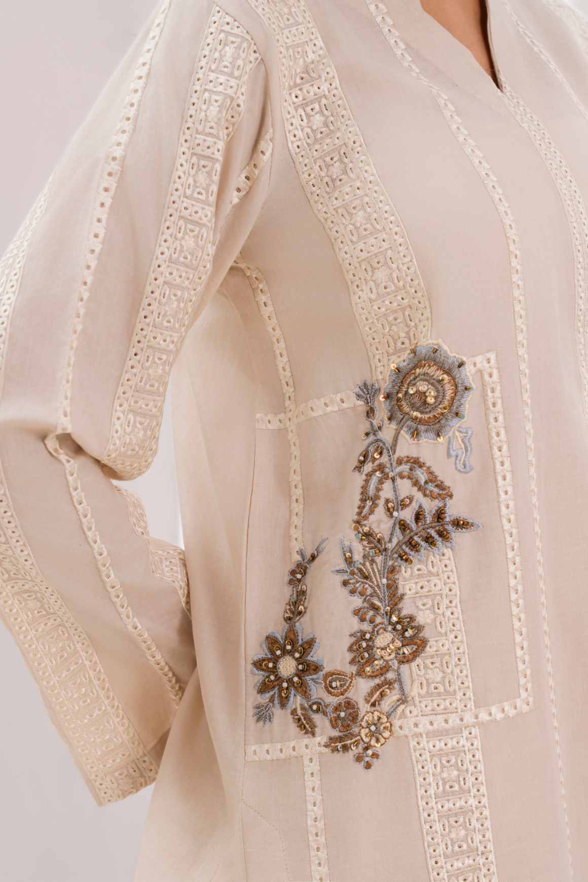 Nishat - Ivory Premium Fabric Pakistani Winter Dresses - Sahiba-clothing - 6