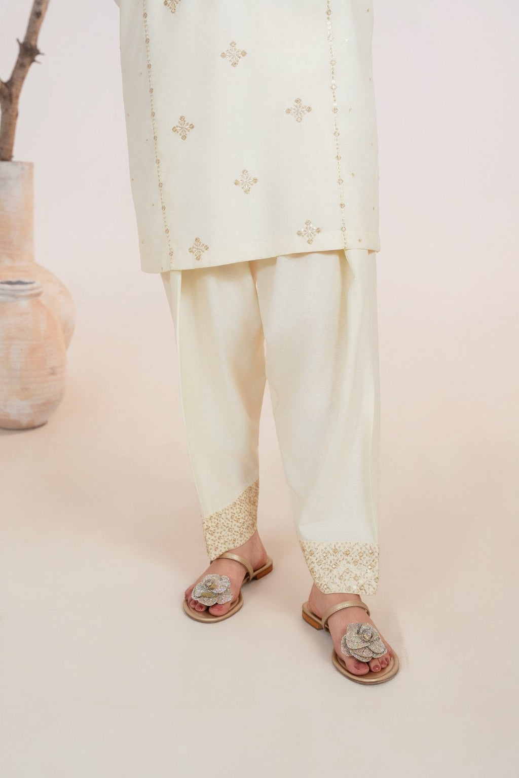 Tarz beige Premium Fabric Pakistani Winter Dresses - Sahiba-clothing - 3