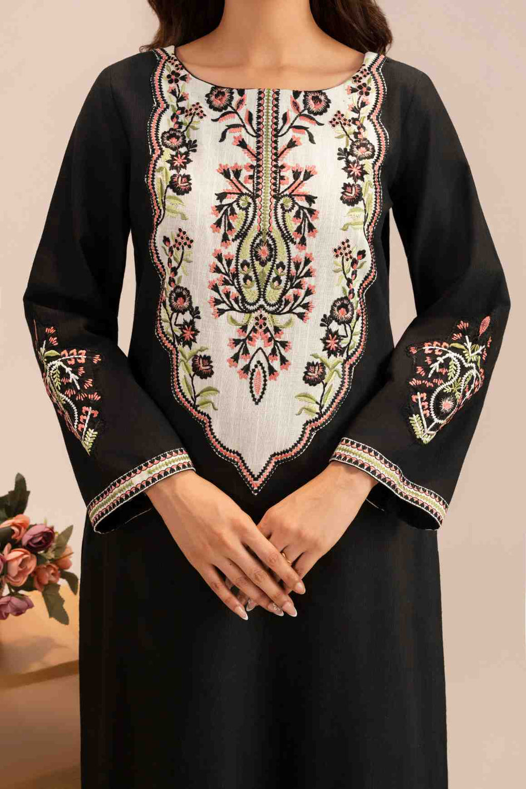Roam Black Premium Fabric Pakistani Winter Dresses - Sahiba-clothing - 2