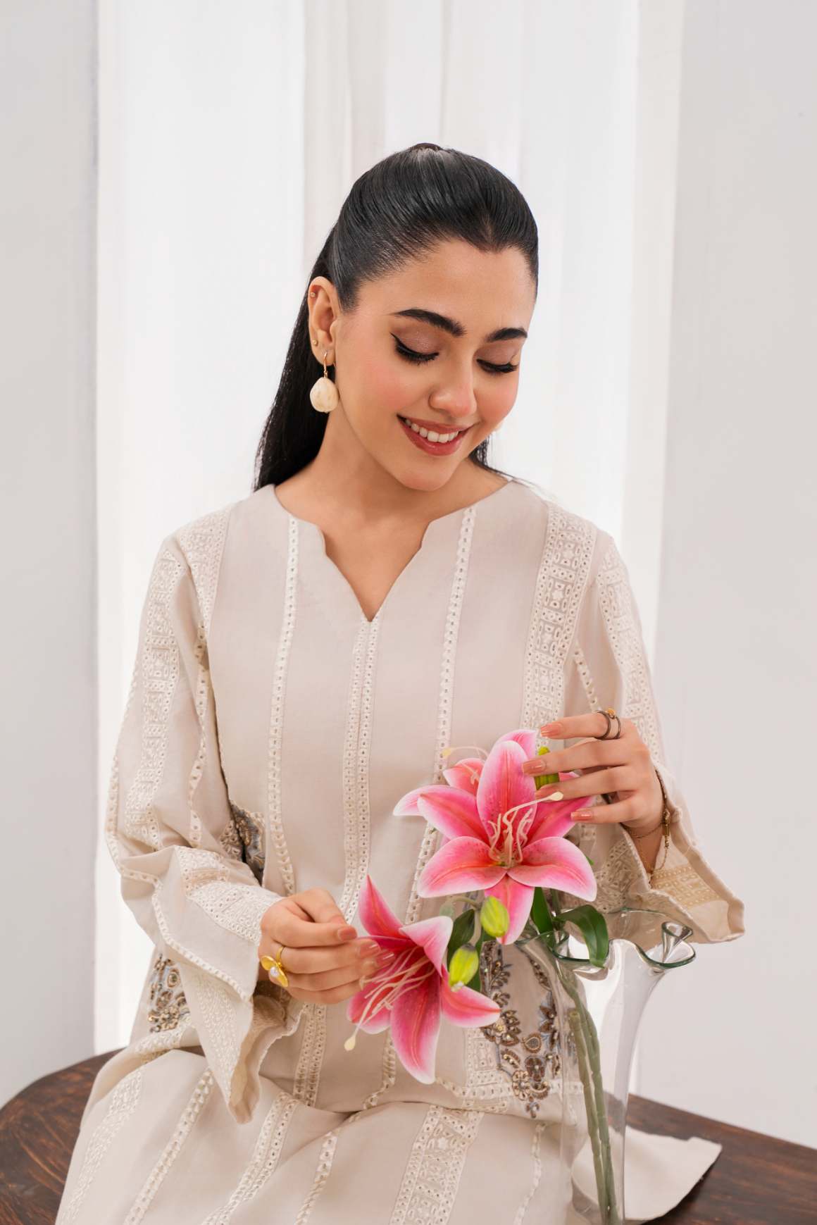 Nishat - Ivory Premium Fabric Pakistani Winter Dresses - Sahiba-clothing - 7