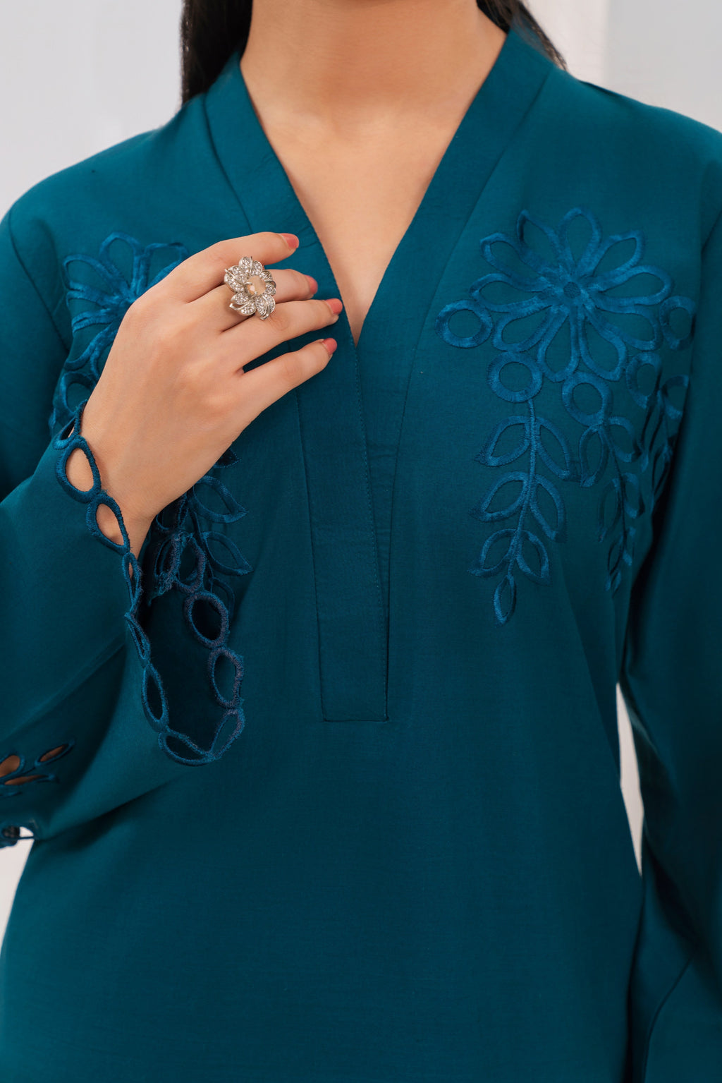 Taskeen - Blue Premium Fabric Pakistani Summer Dresses - Sahiba-clothing - 4
