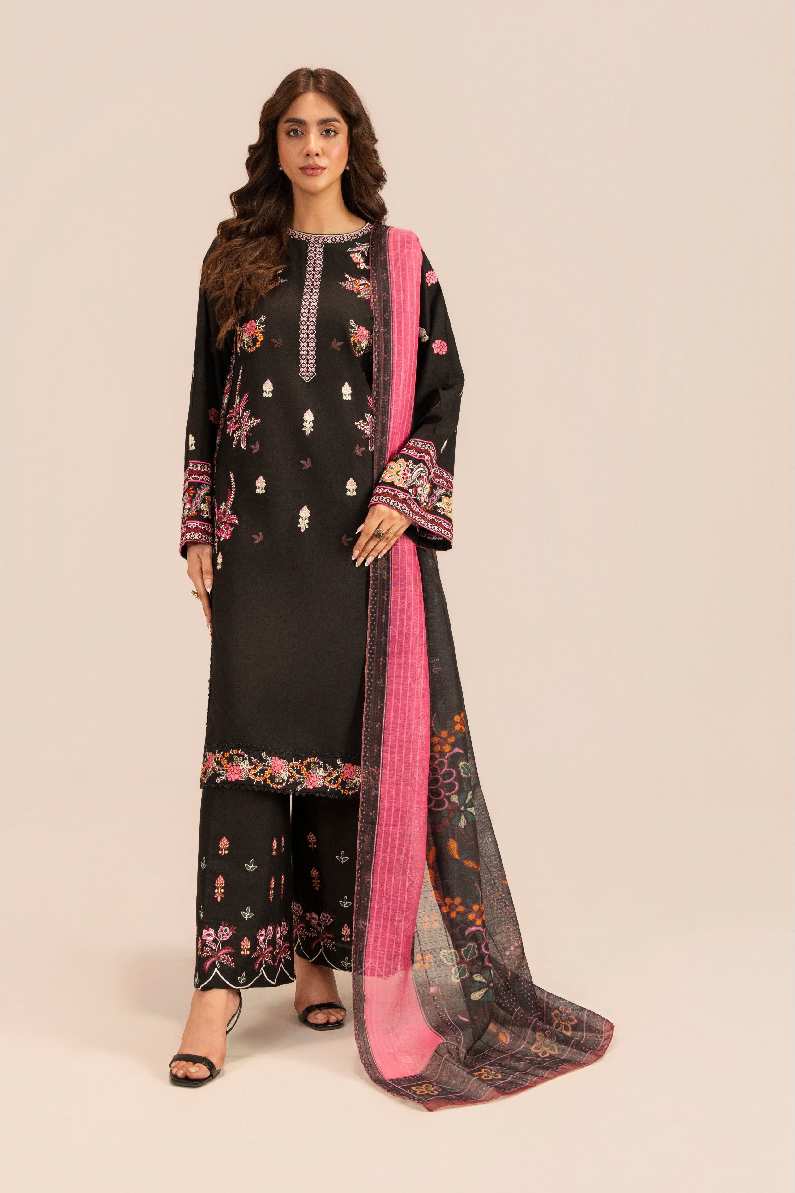 Huda Black Premium Fabric Pakistani Summer Dresses - Sahiba-clothing - 1