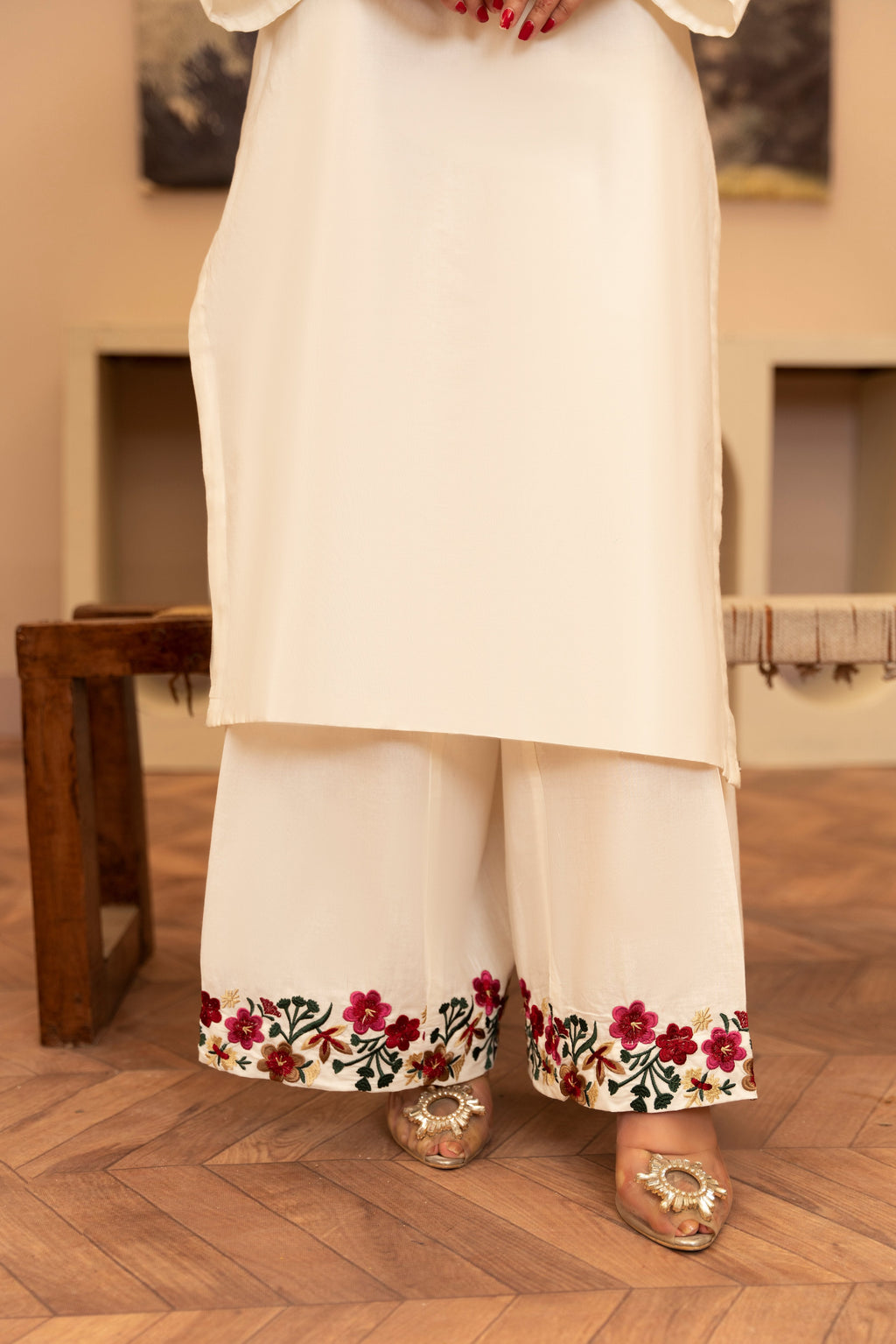 Kriti - White Premium Fabric Pakistani Summer Dresses - Sahiba-clothing - 4