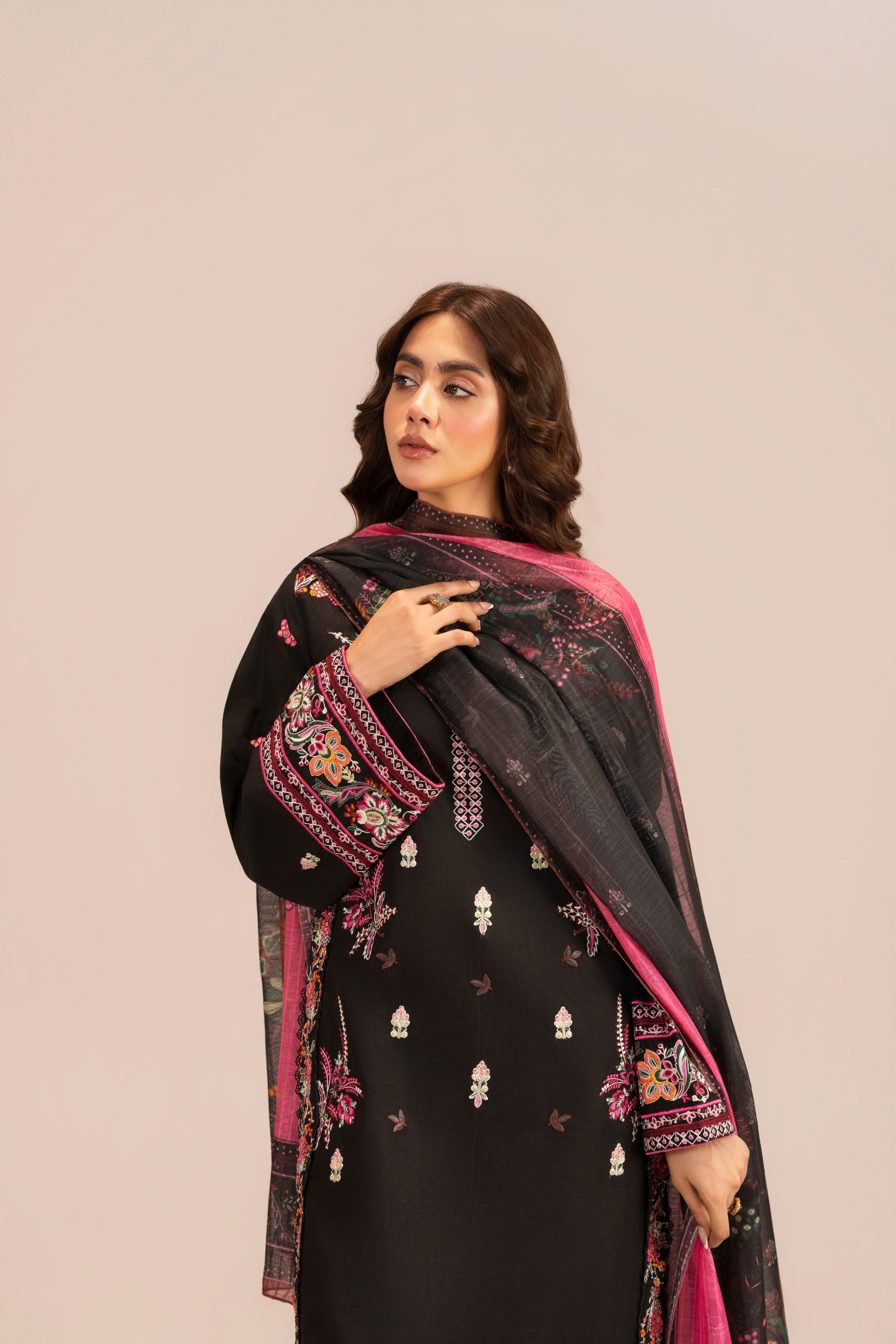Huda Black Premium Fabric Pakistani Summer Dresses - Sahiba-clothing - 2