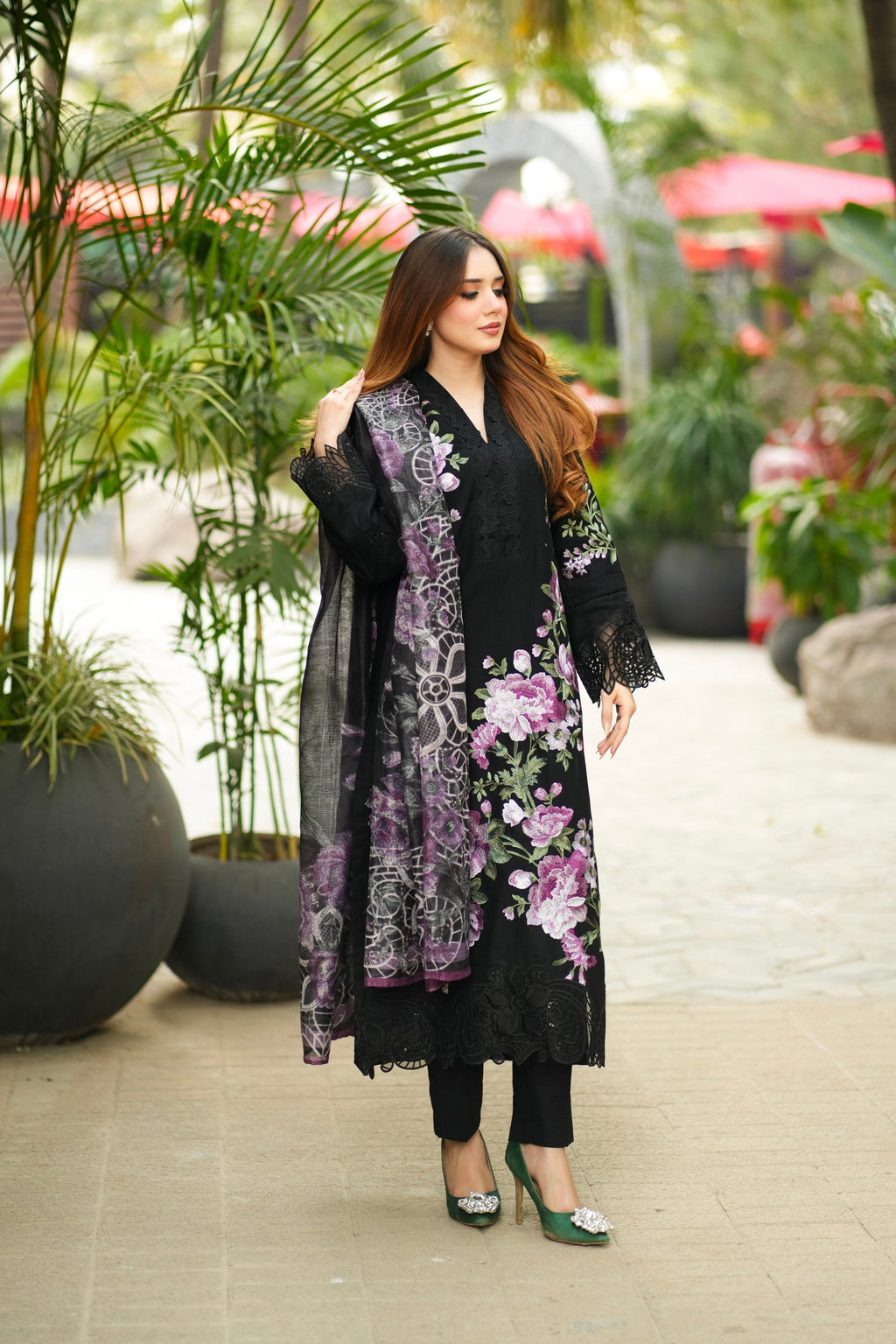 Rohini - Black Premium Fabric Pakistani Summer Dresses - Sahiba-clothing - 3