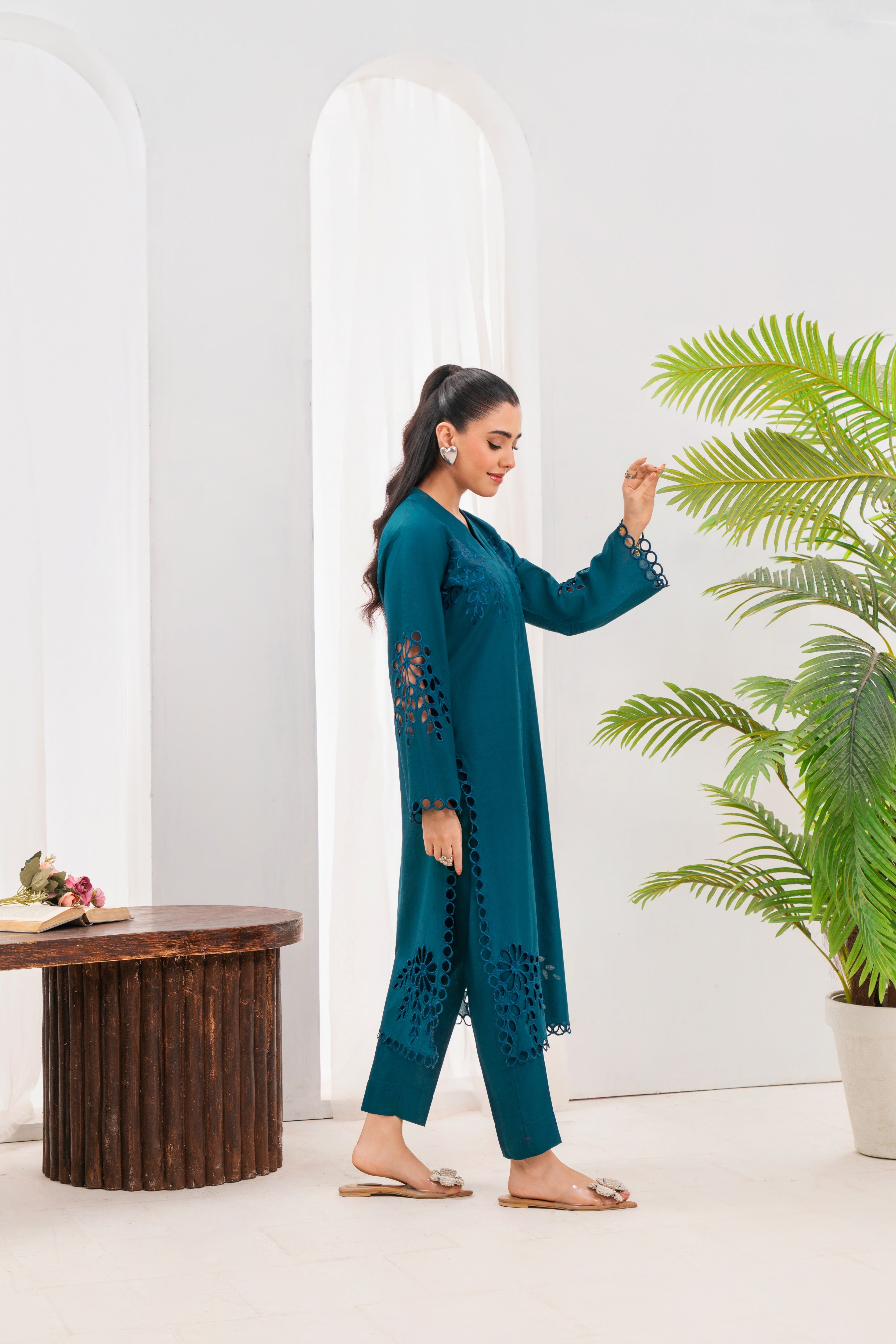 Taskeen - Blue Premium Fabric Pakistani Summer Dresses - Sahiba-clothing - 6