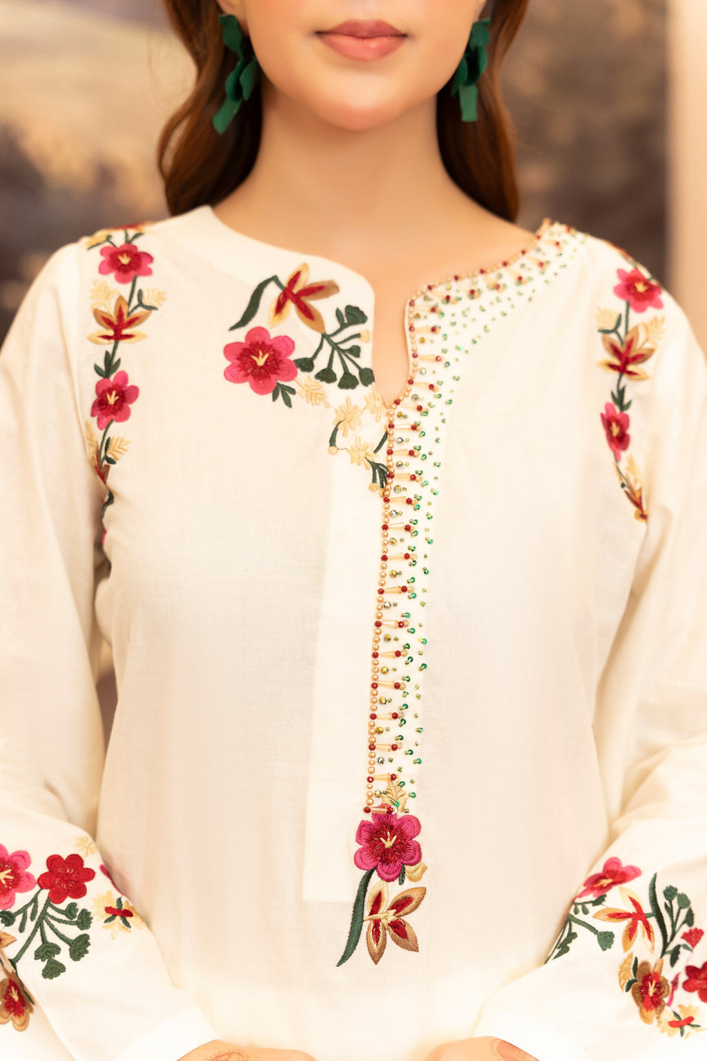 Kriti - White Premium Fabric Pakistani Summer Dresses - Sahiba-clothing - 7