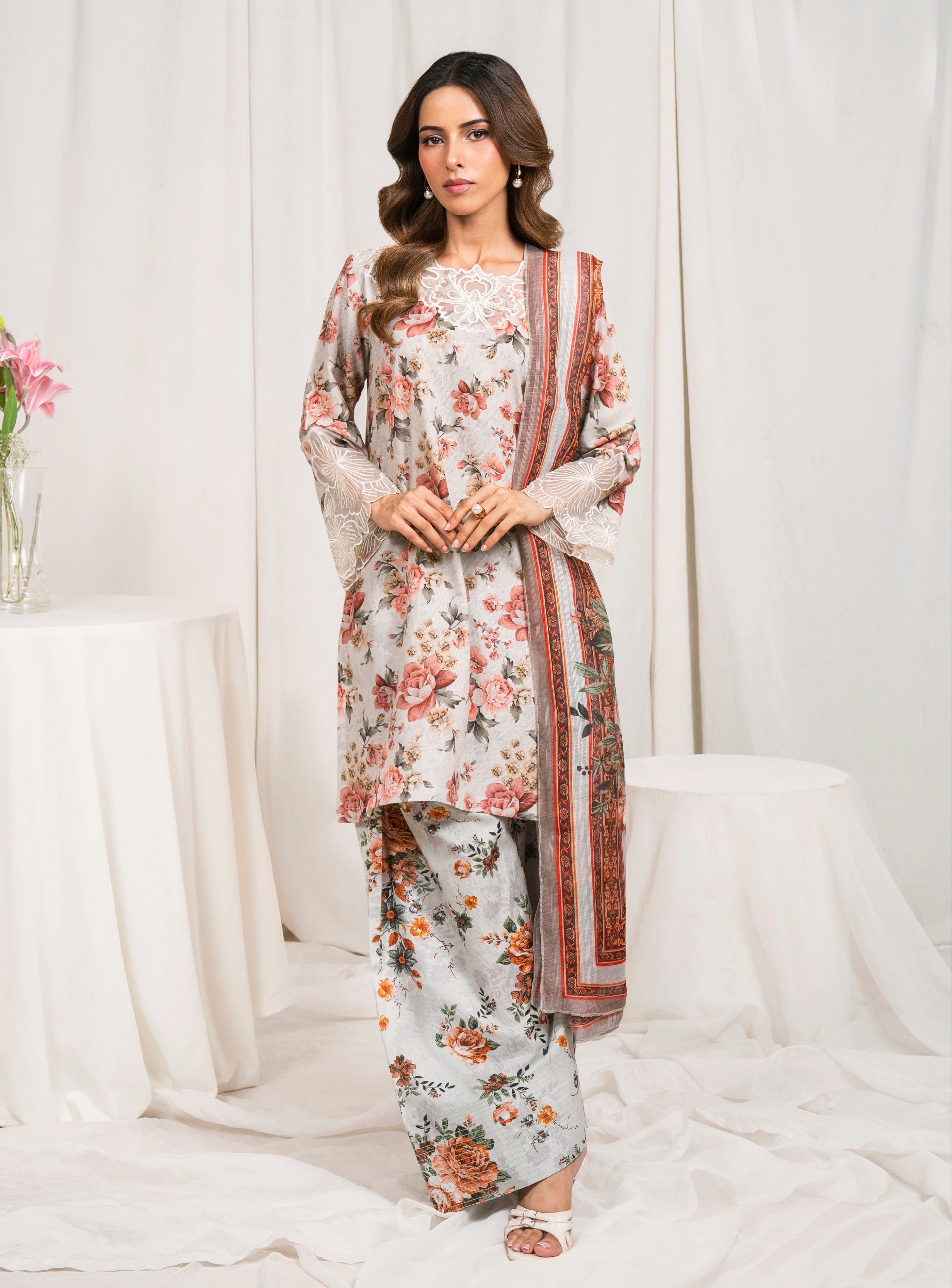 Zenobia - Grey Premium Fabric Pakistani Summer Dresses - Sahiba-clothing - 1