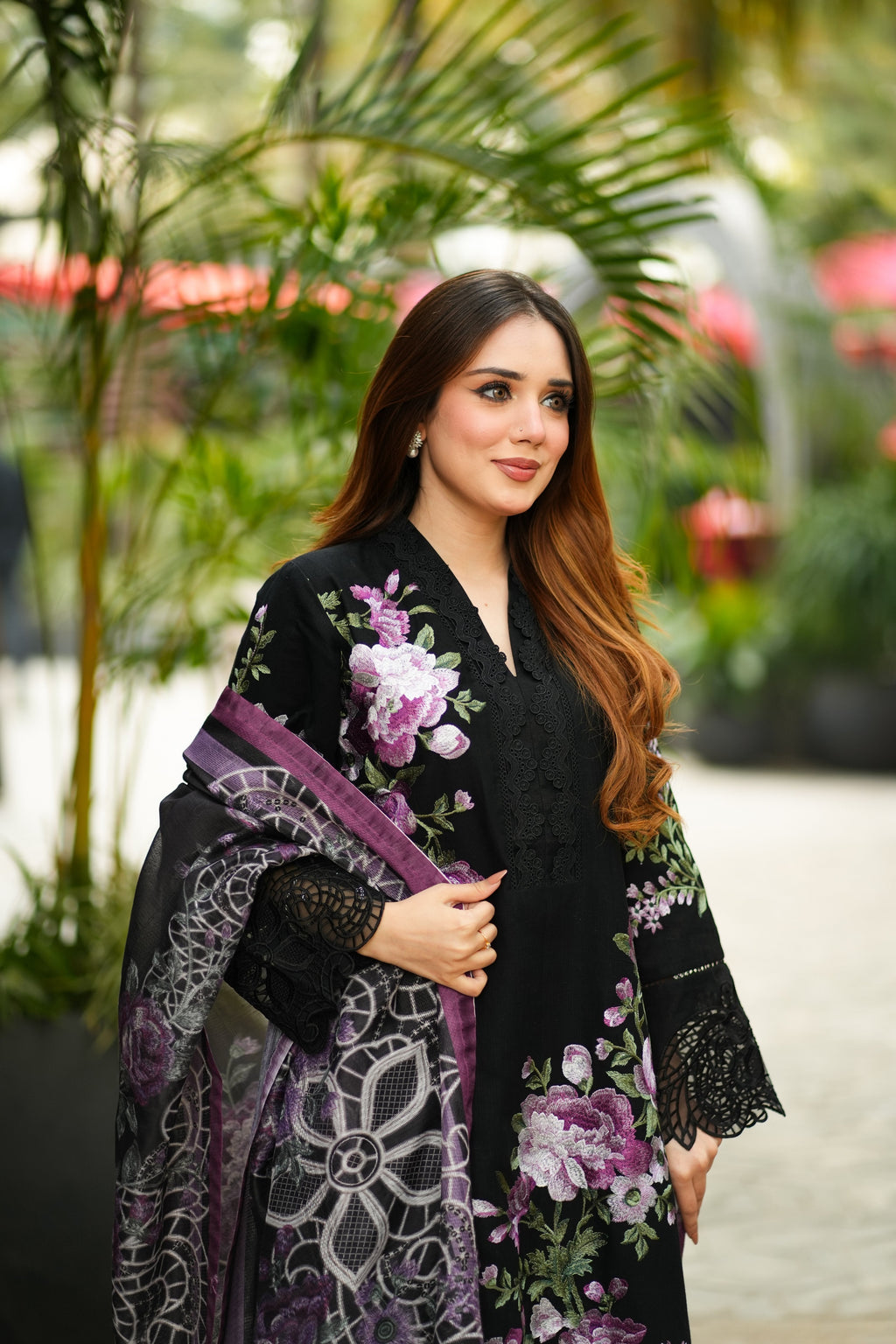 Rohini - Black Premium Fabric Pakistani Summer Dresses - Sahiba-clothing - 2