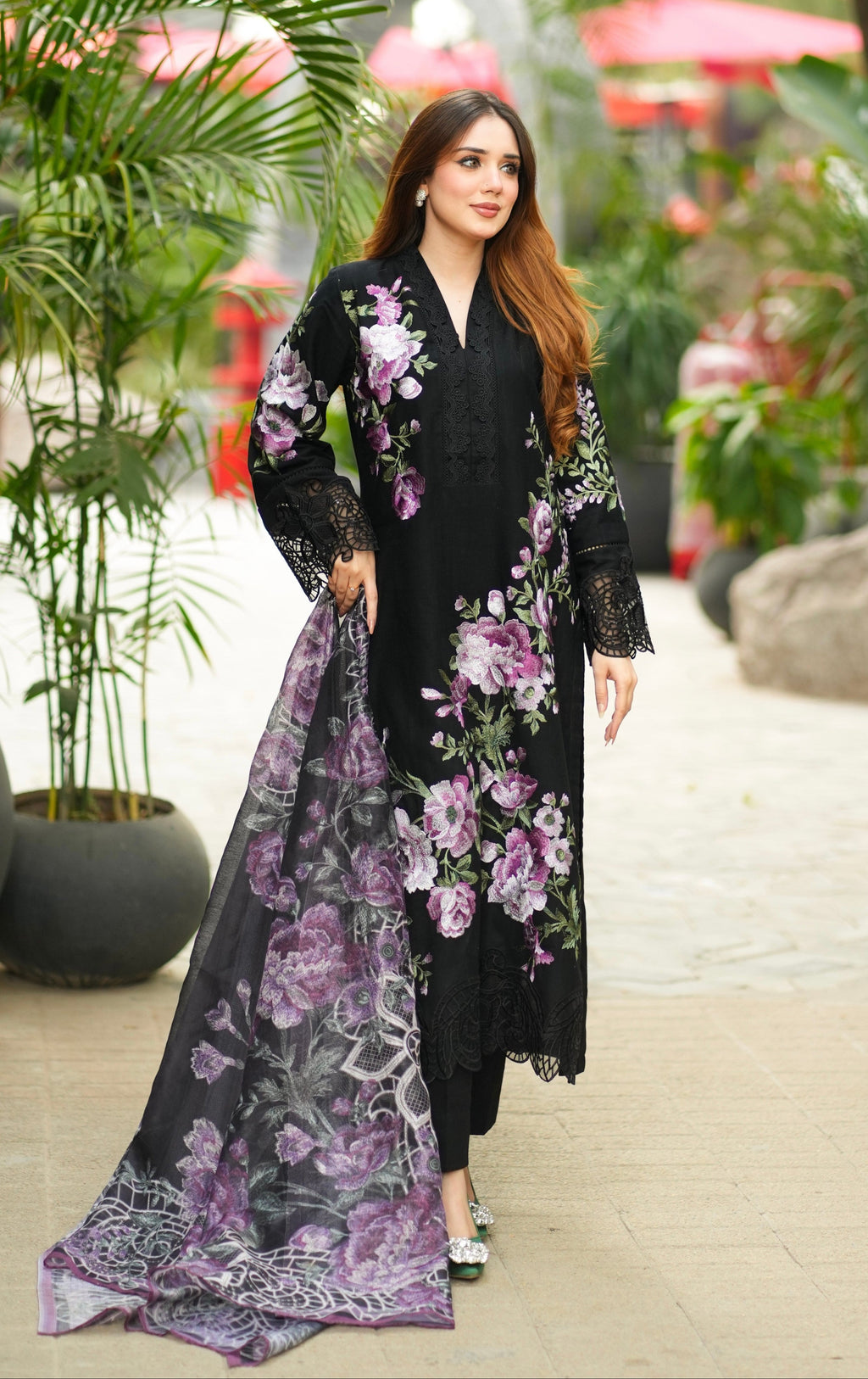 Rohini - Black Premium Fabric Pakistani Summer Dresses - Sahiba-clothing - 1