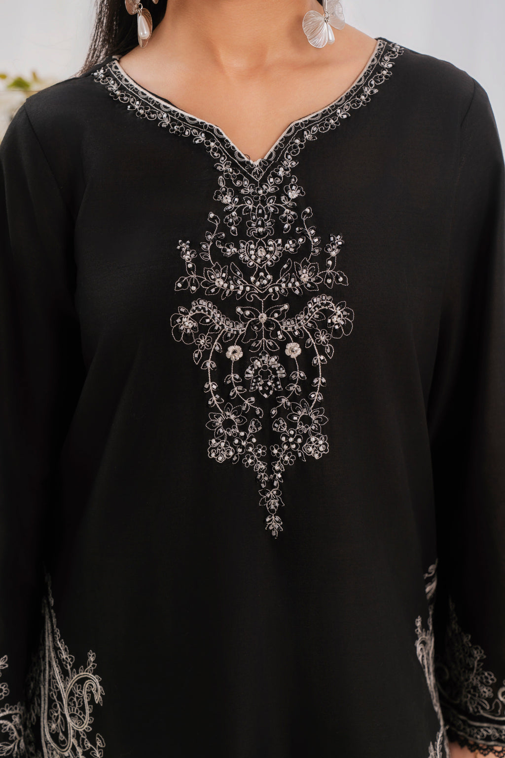 Khoobsurat Black Premium Fabric Pakistani Winter Dresses - Sahiba-clothing - 3