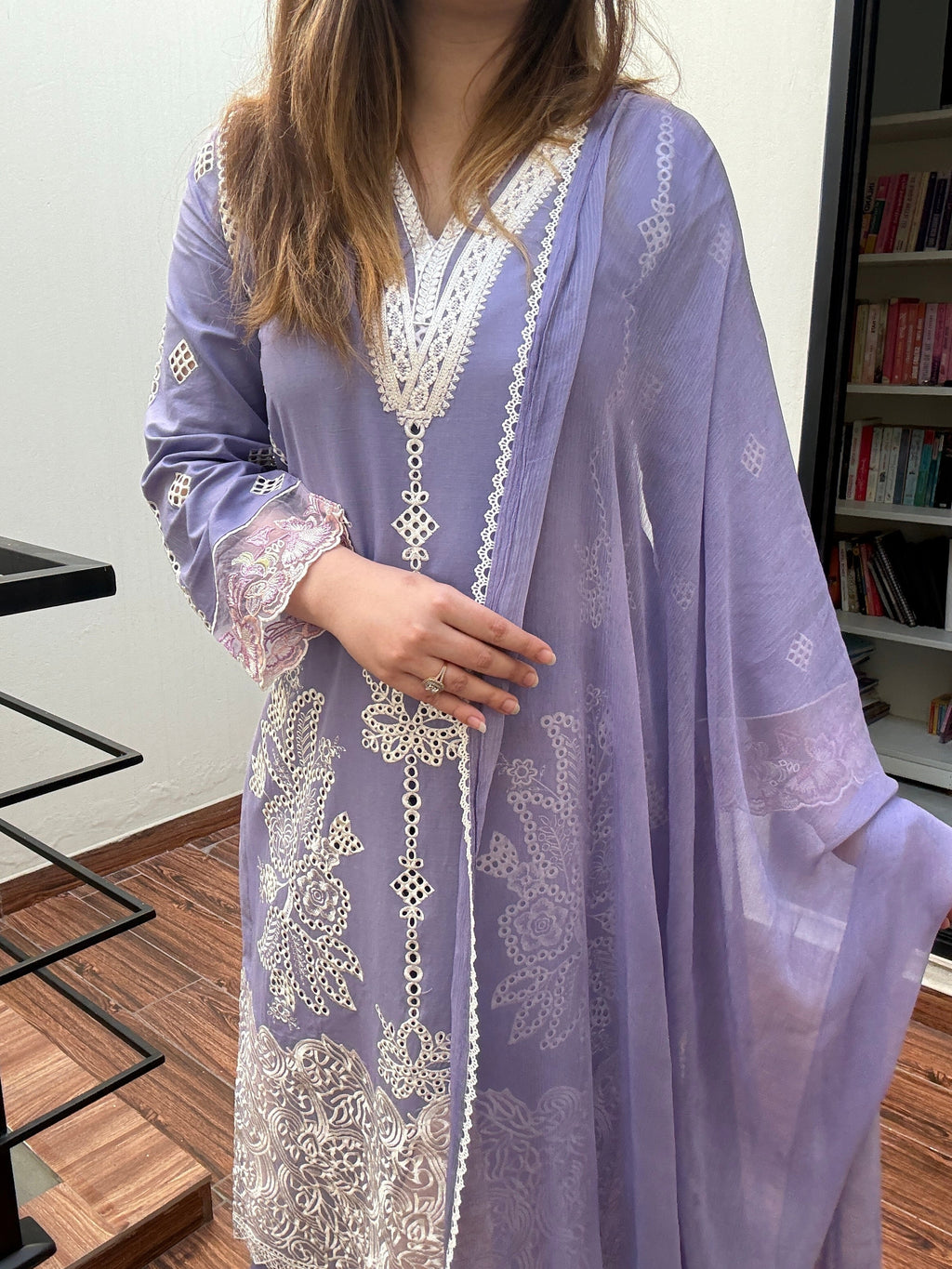 Alyame - Lilac Premium Fabric Pakistani Winter Dresses - Sahiba-clothing - 5