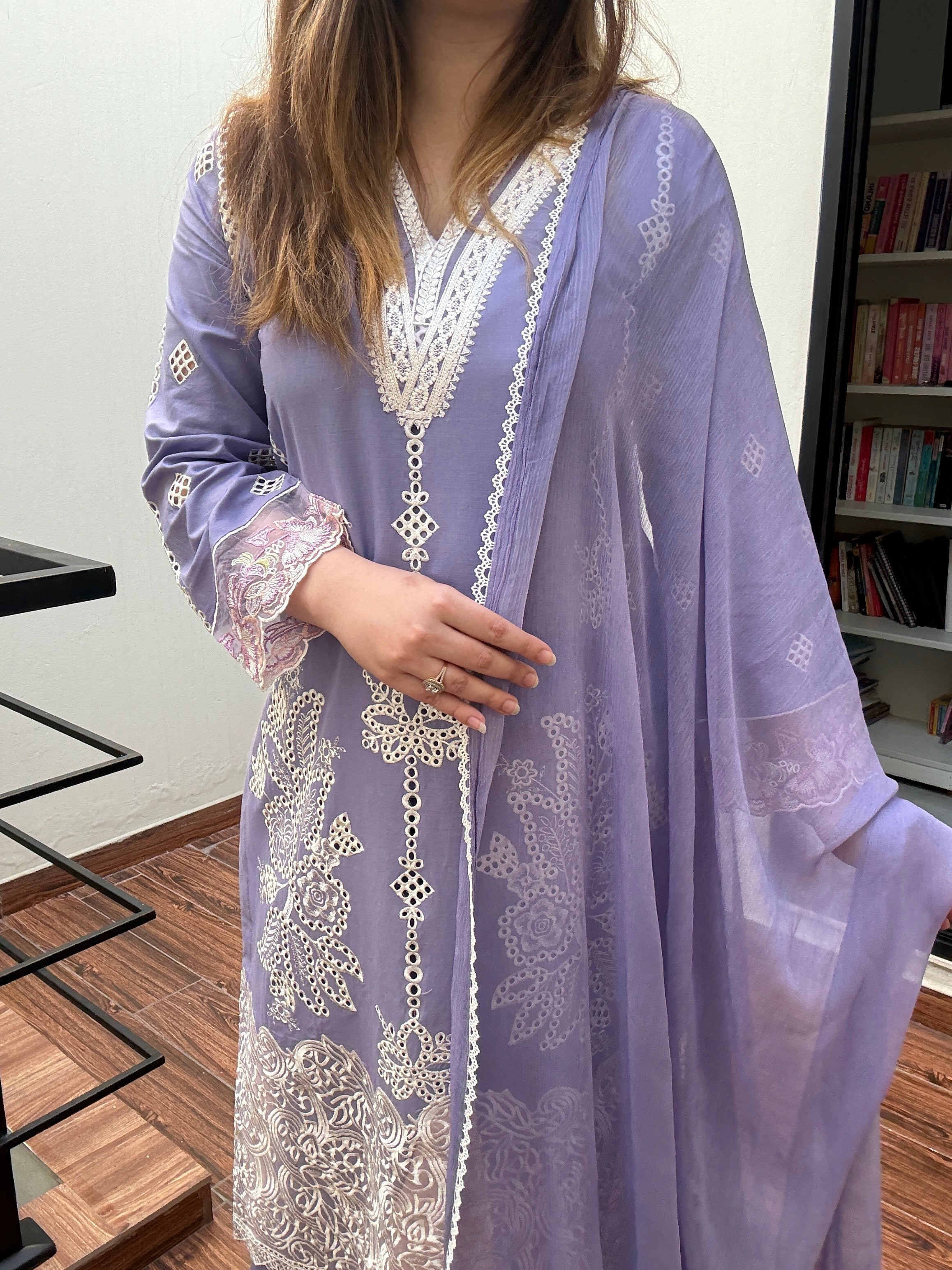 Alyame - Lilac Premium Fabric Pakistani Winter Dresses - Sahiba-clothing - 5