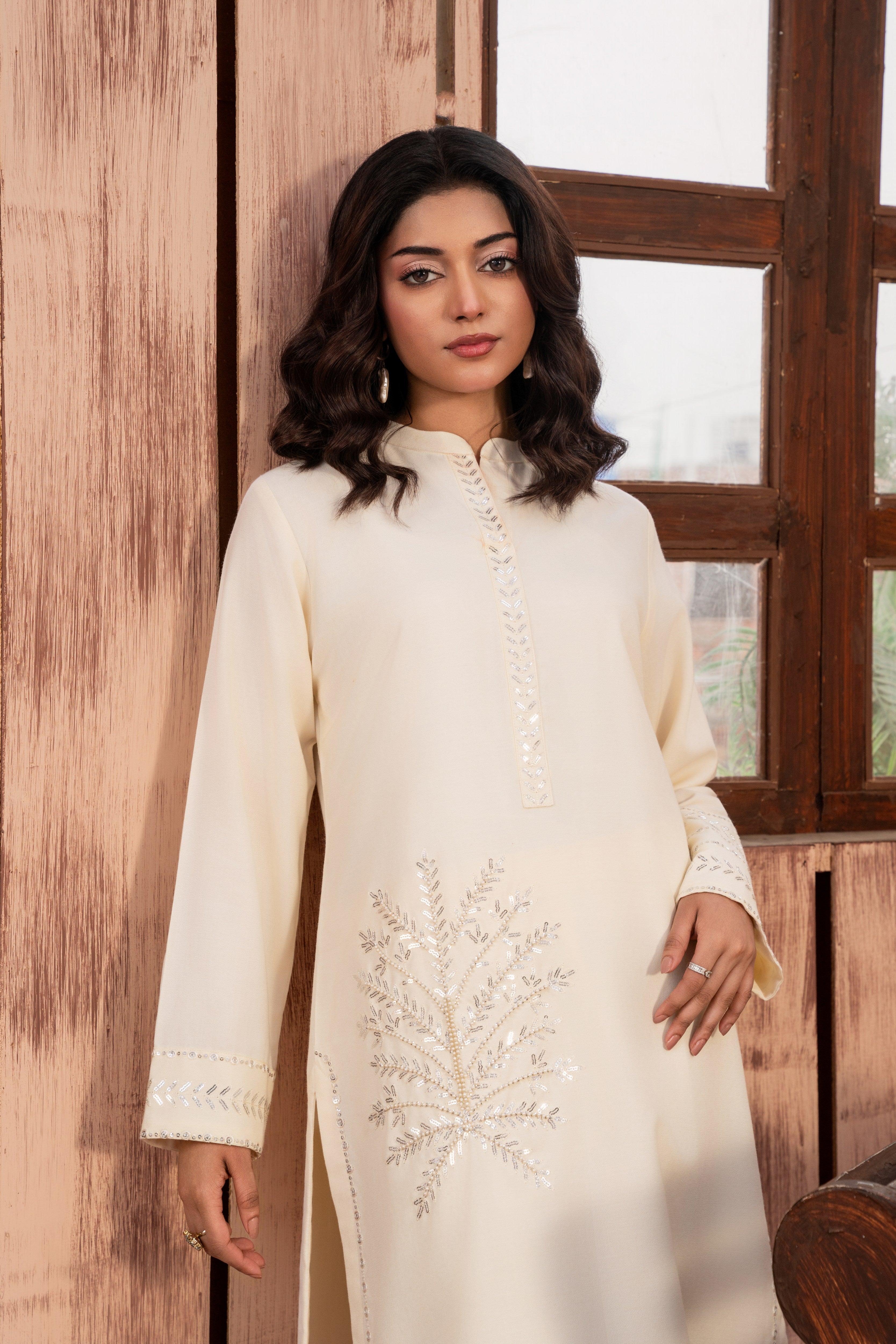 Reham Off - White Premium Fabric Pakistani Winter Dresses - Sahiba-clothing - 3
