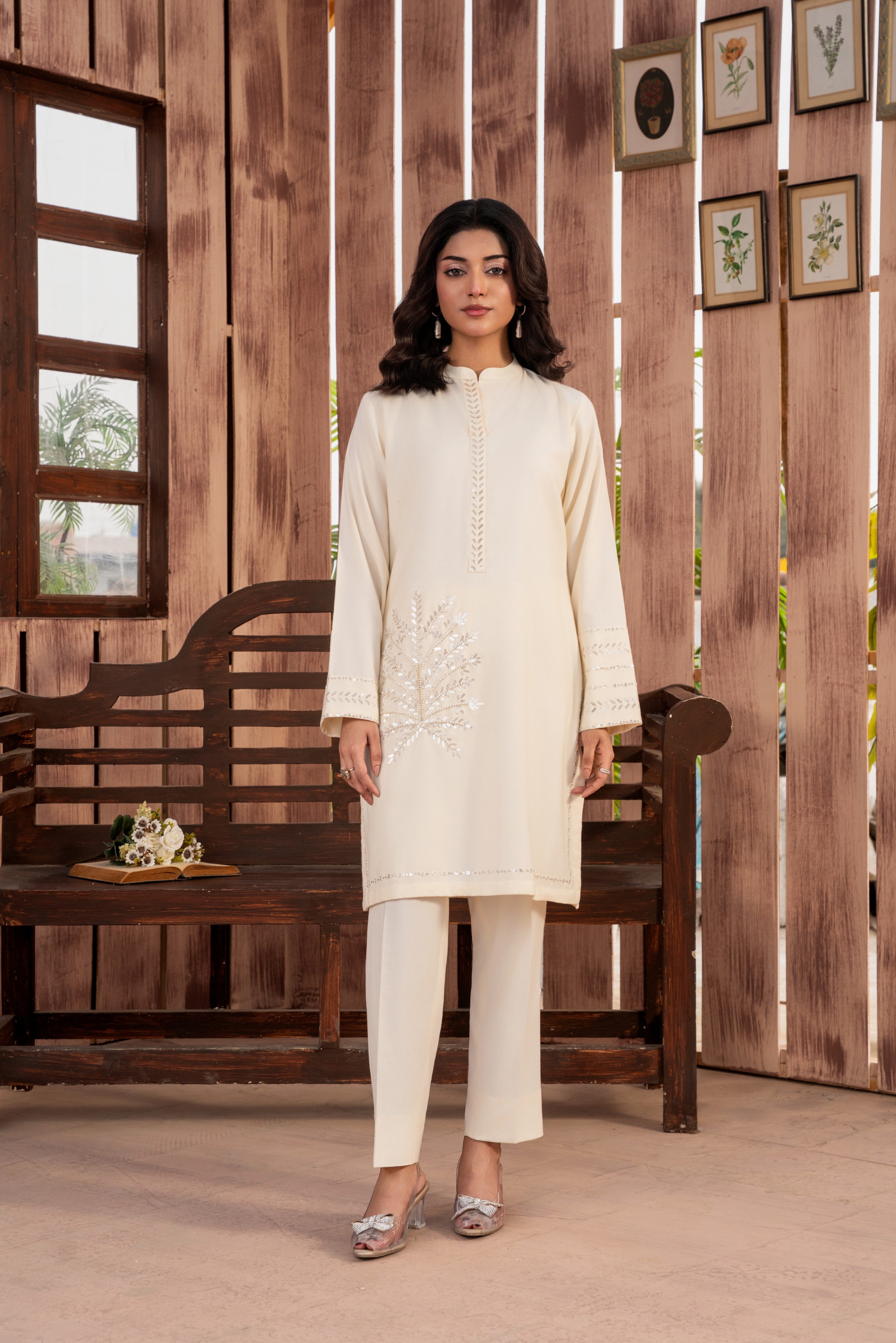 Reham Off - White Premium Fabric Pakistani Winter Dresses - Sahiba-clothing - 1