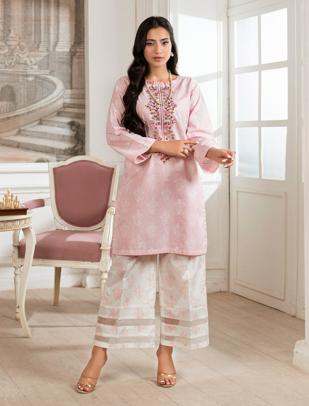 Baikal Pink Premium Fabric Pakistani Summer Dresses - Sahiba-clothing - 6