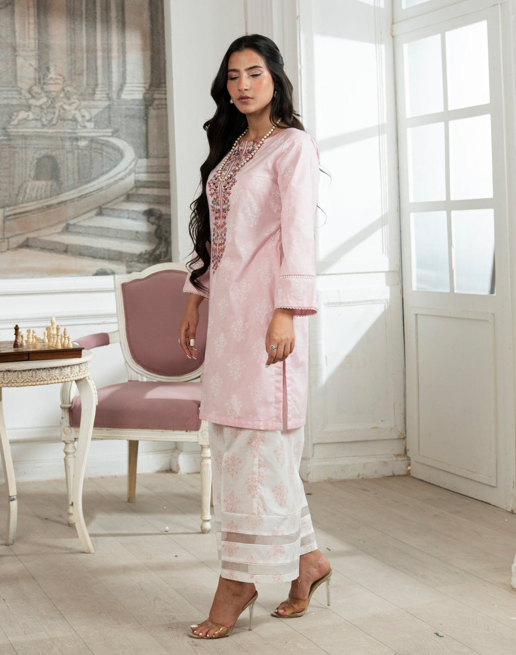 Baikal Pink Premium Fabric Pakistani Summer Dresses - Sahiba-clothing - 4