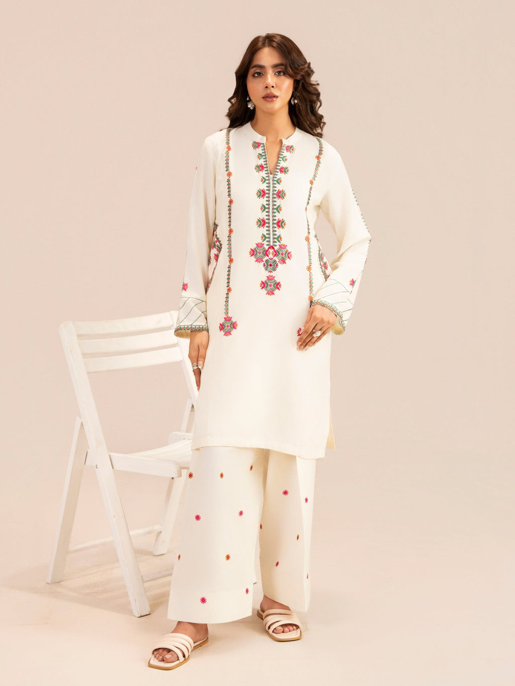 Fanni White Premium Fabric Pakistani Winter Dresses - Sahiba-clothing - 1