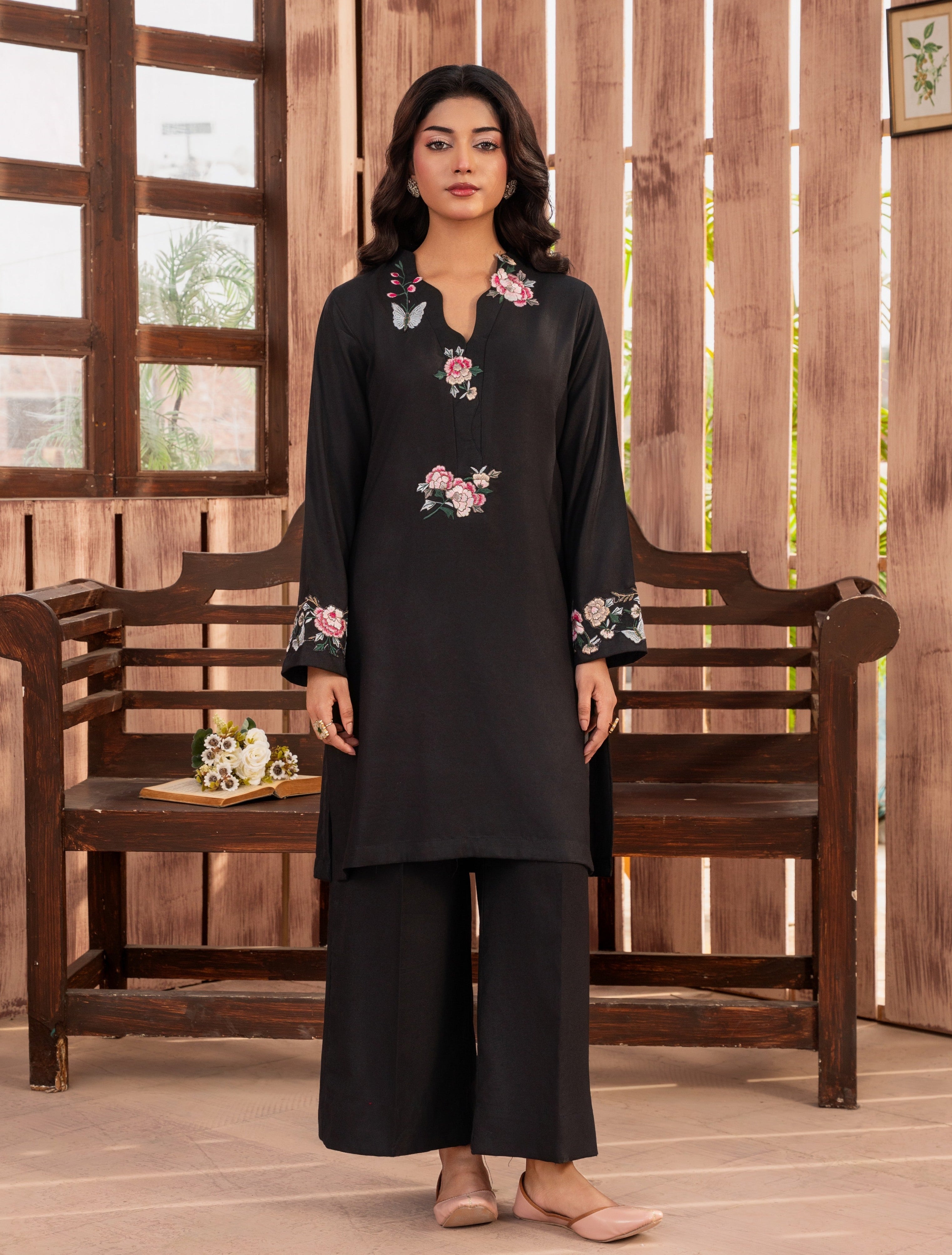 Wardah Black Premium Fabric Pakistani Winter Dresses - Sahiba-clothing - 1