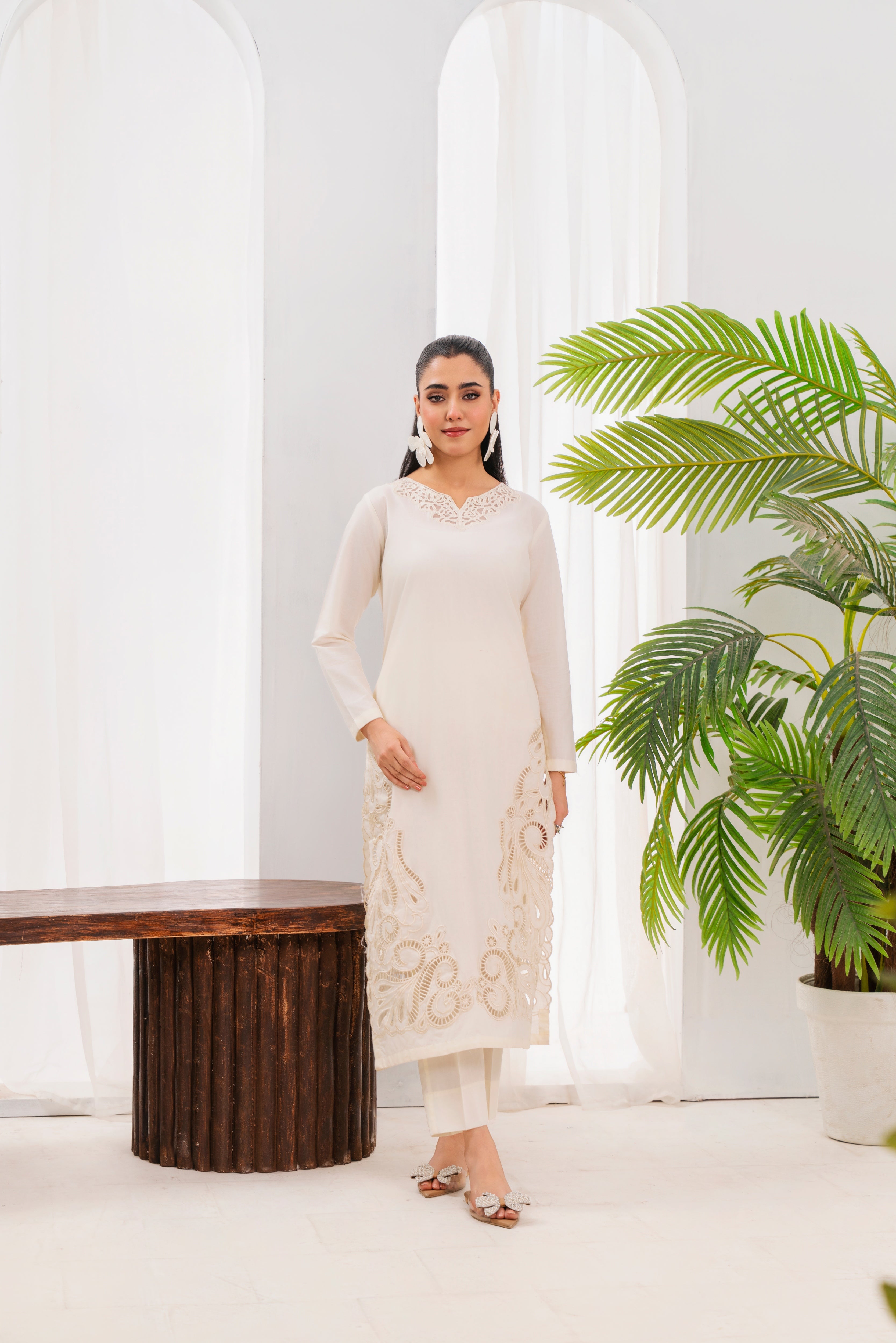Casper - White Premium Fabric Pakistani Summer Dresses - Sahiba-clothing - 1