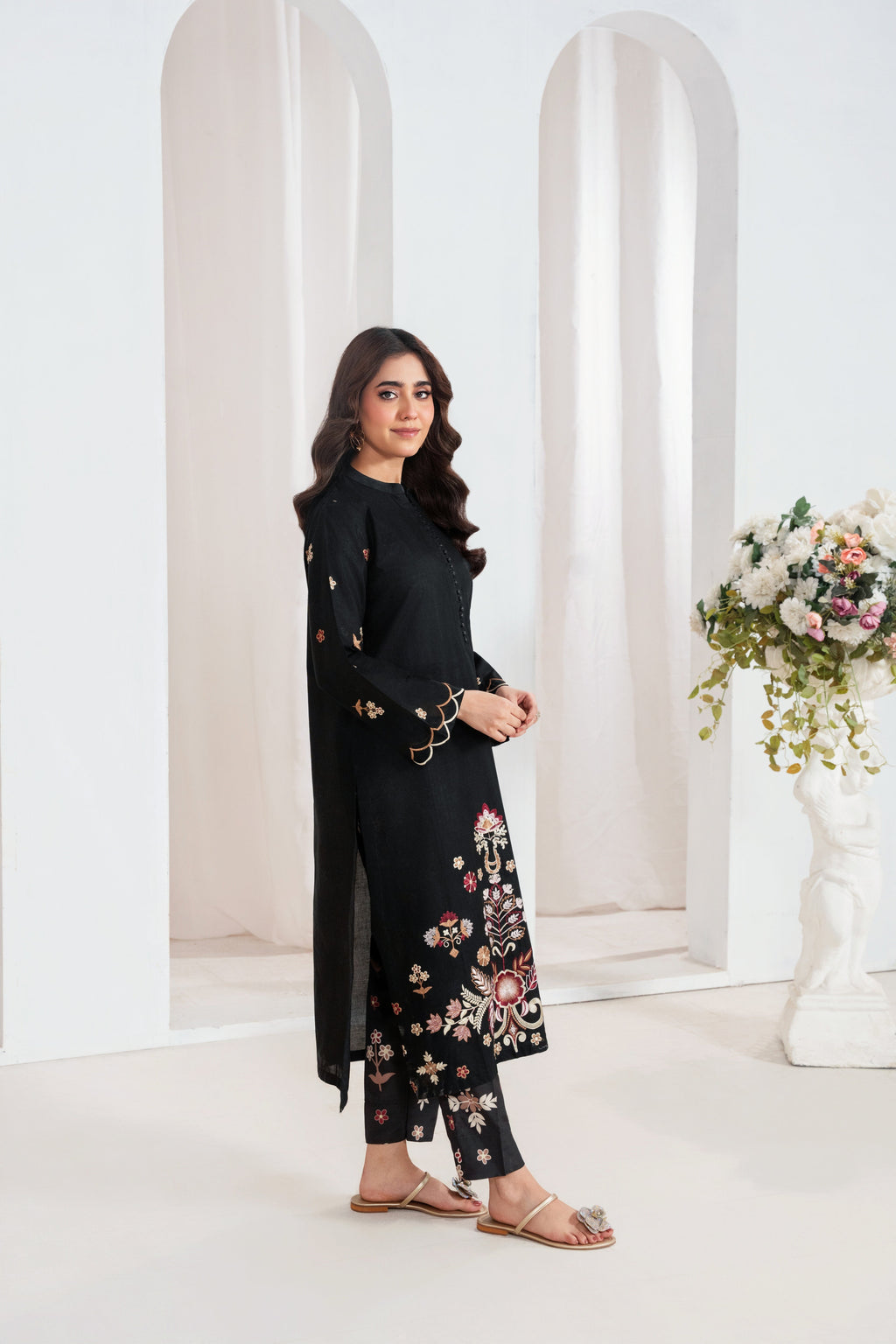 Nebula Black Premium Fabric Pakistani Summer Dresses - Sahiba-clothing - 3