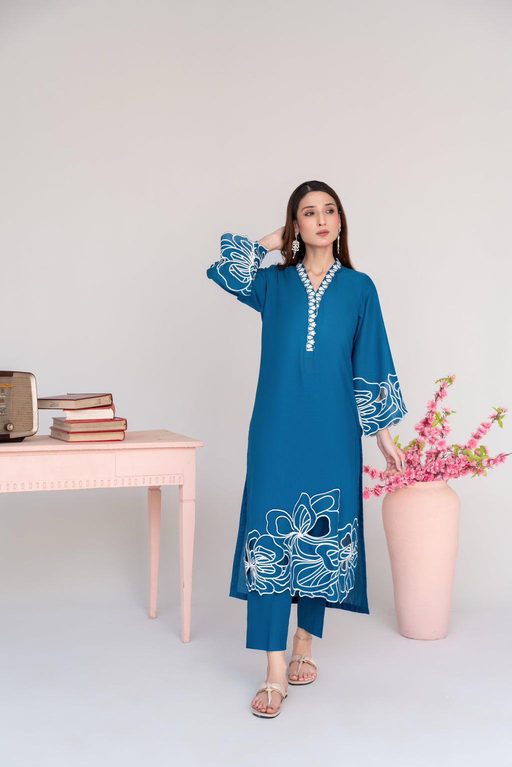 Sombrero (blue) Premium Fabric Pakistani Winter Dresses - Sahiba-clothing - 2