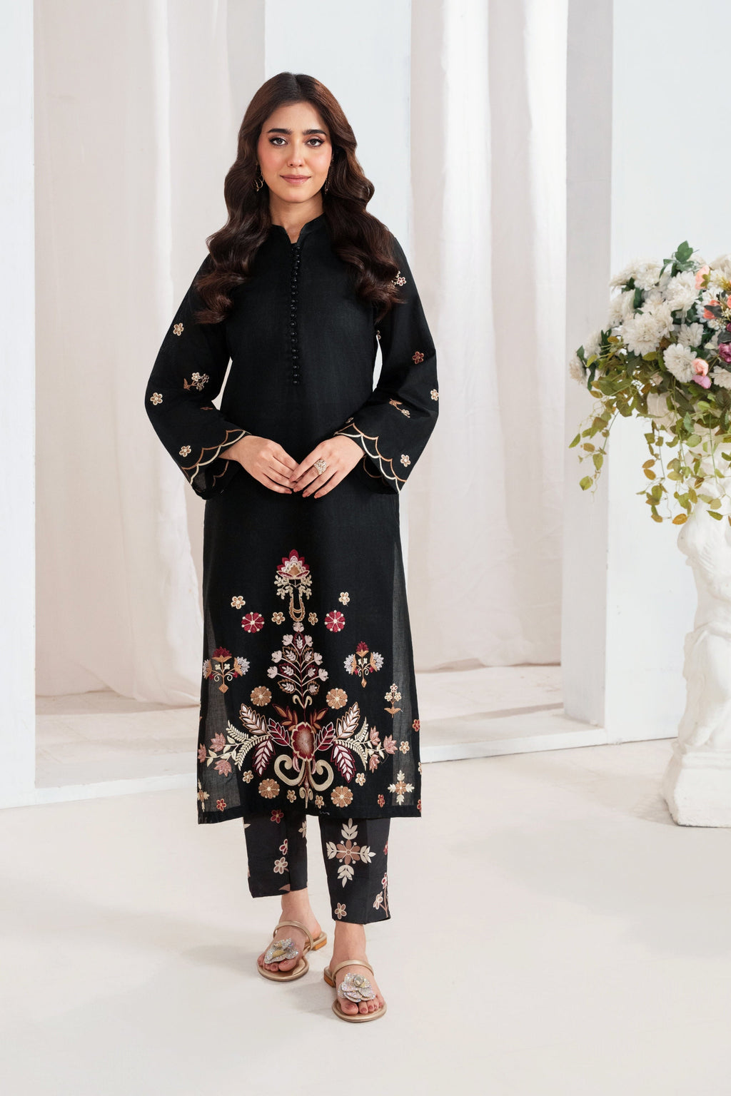 Nebula Black Premium Fabric Pakistani Summer Dresses - Sahiba-clothing - 1