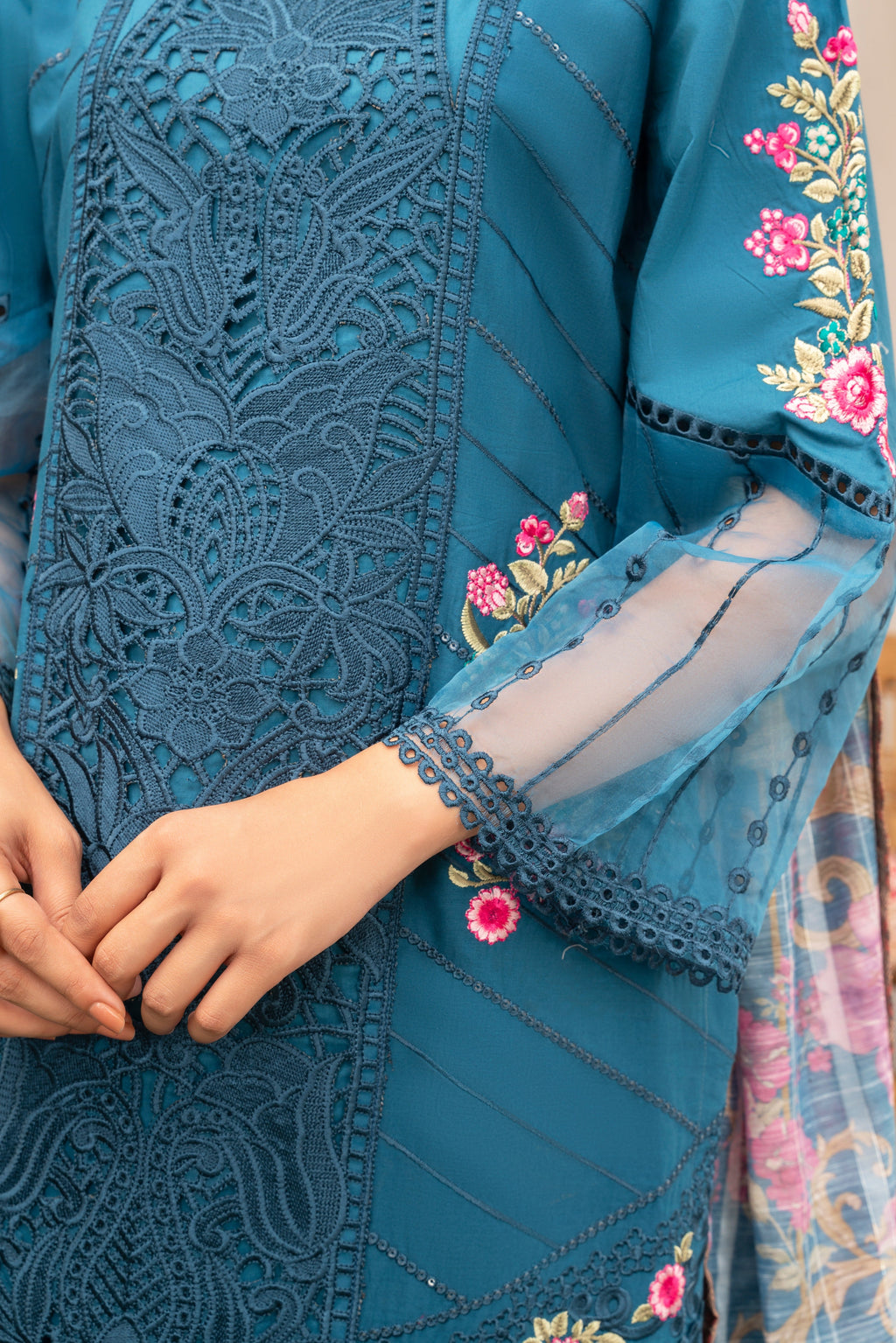Evylene-Blue Premium Fabric Pakistani Summer Dresses - Sahiba-clothing - 7
