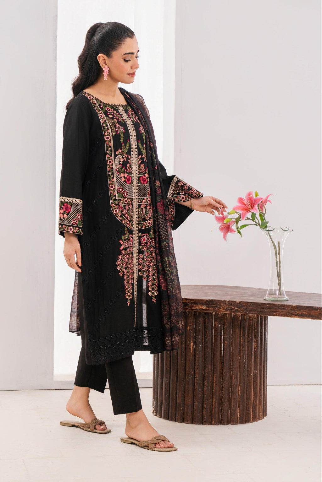 Virsa - Black Premium Fabric Pakistani Winter Dresses - Sahiba-clothing - 1