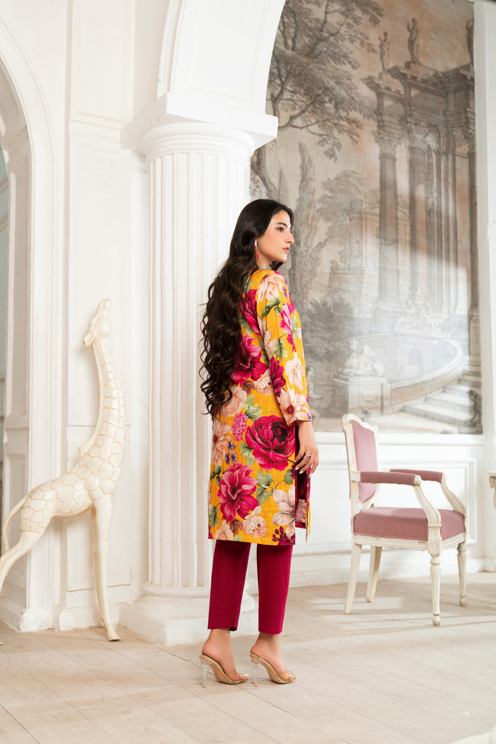 Pumpkin Premium Fabric Pakistani Summer Dresses - Sahiba-clothing - 4