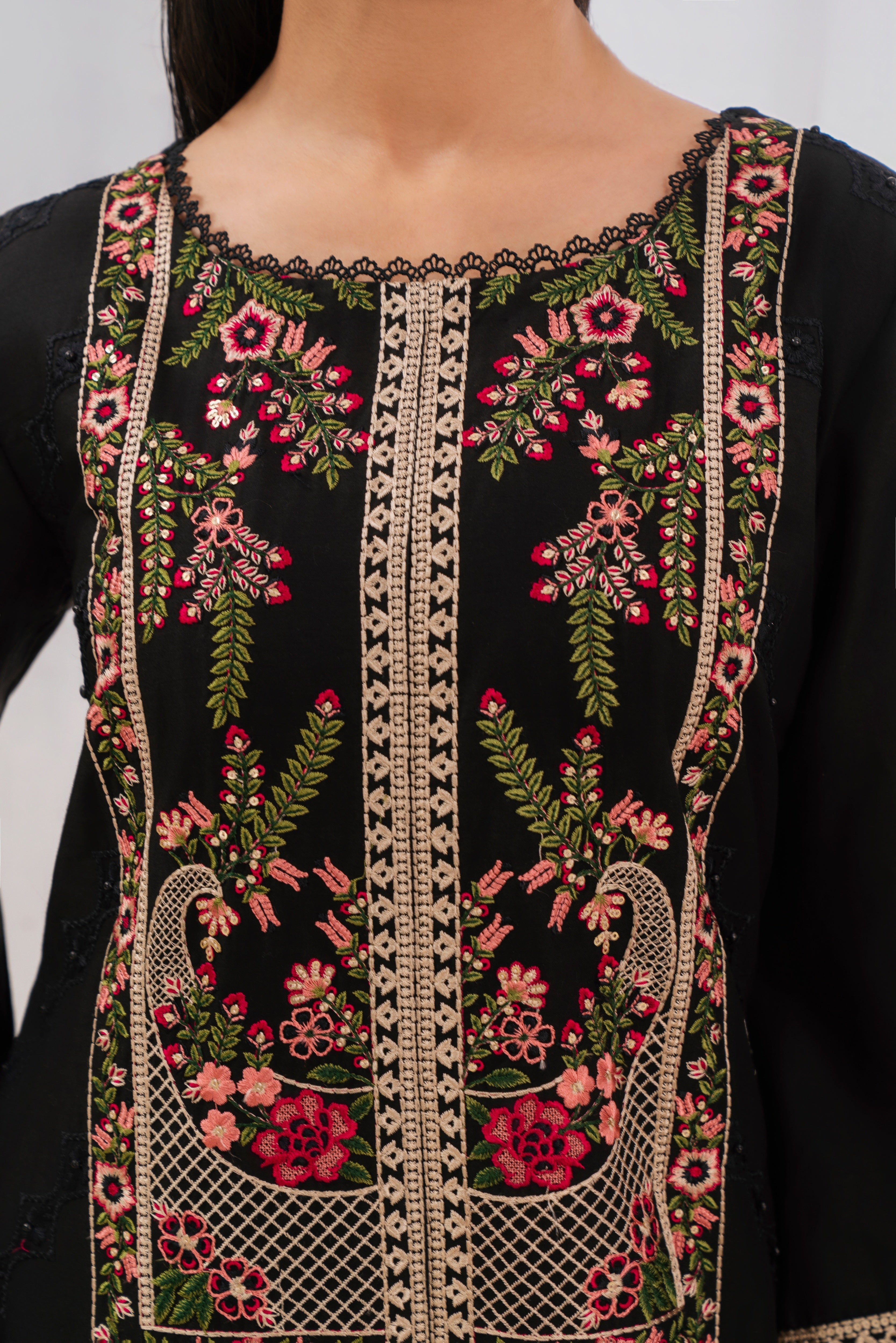 Virsa - Black Premium Fabric Pakistani Winter Dresses - Sahiba-clothing - 2