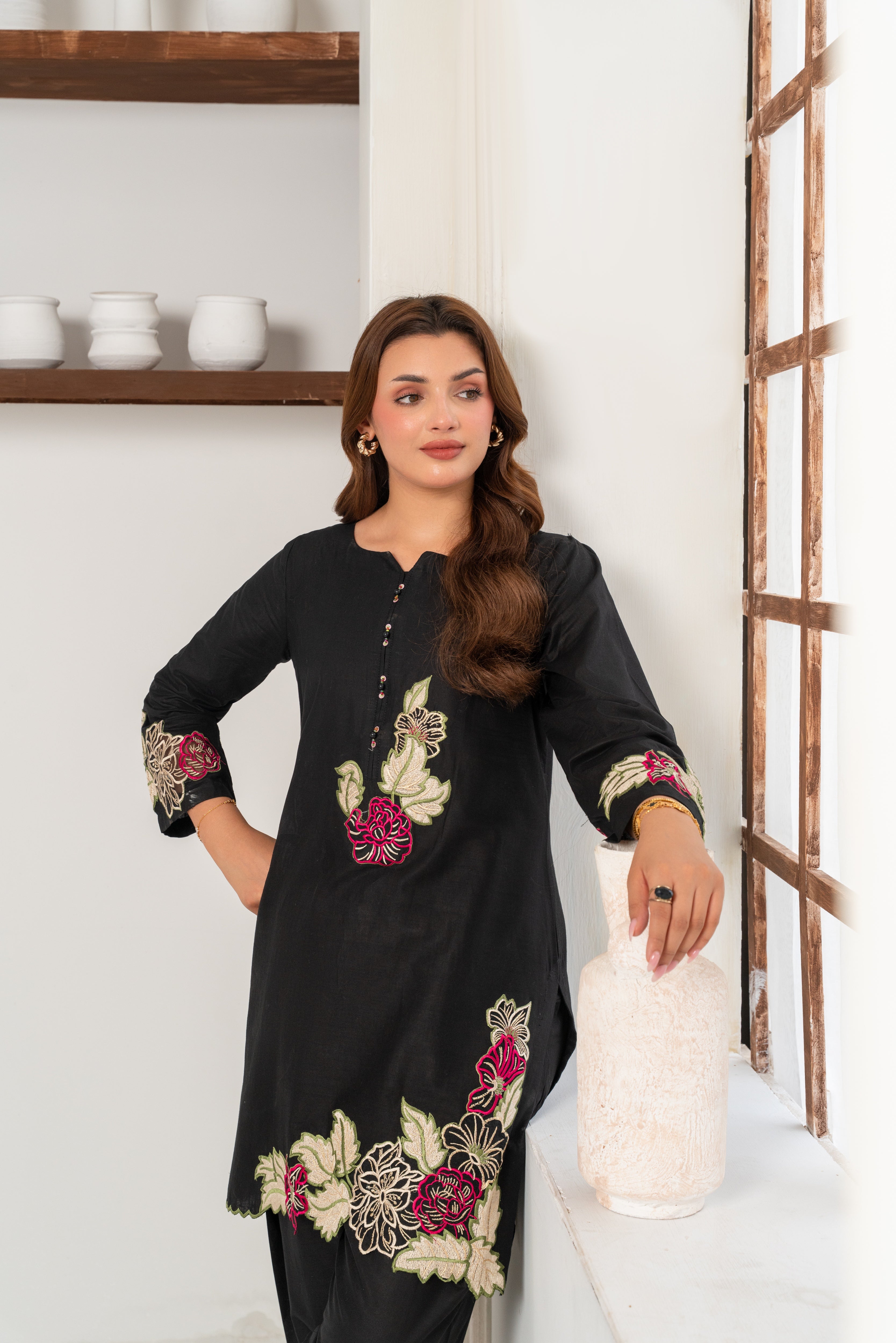 Floris - Black Premium Fabric Pakistani Summer Dresses - Sahiba-clothing - 5