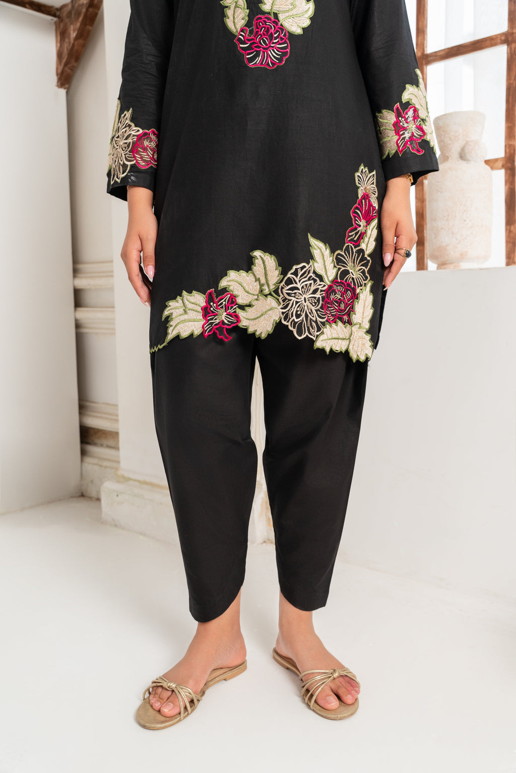Floris - Black Premium Fabric Pakistani Summer Dresses - Sahiba-clothing - 4