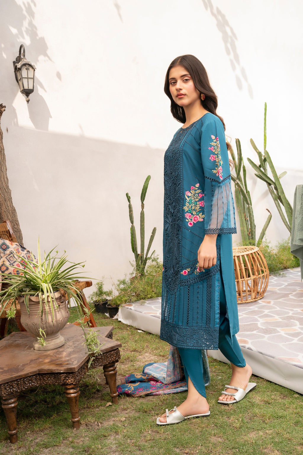 Evylene-Blue Premium Fabric Pakistani Summer Dresses - Sahiba-clothing - 4