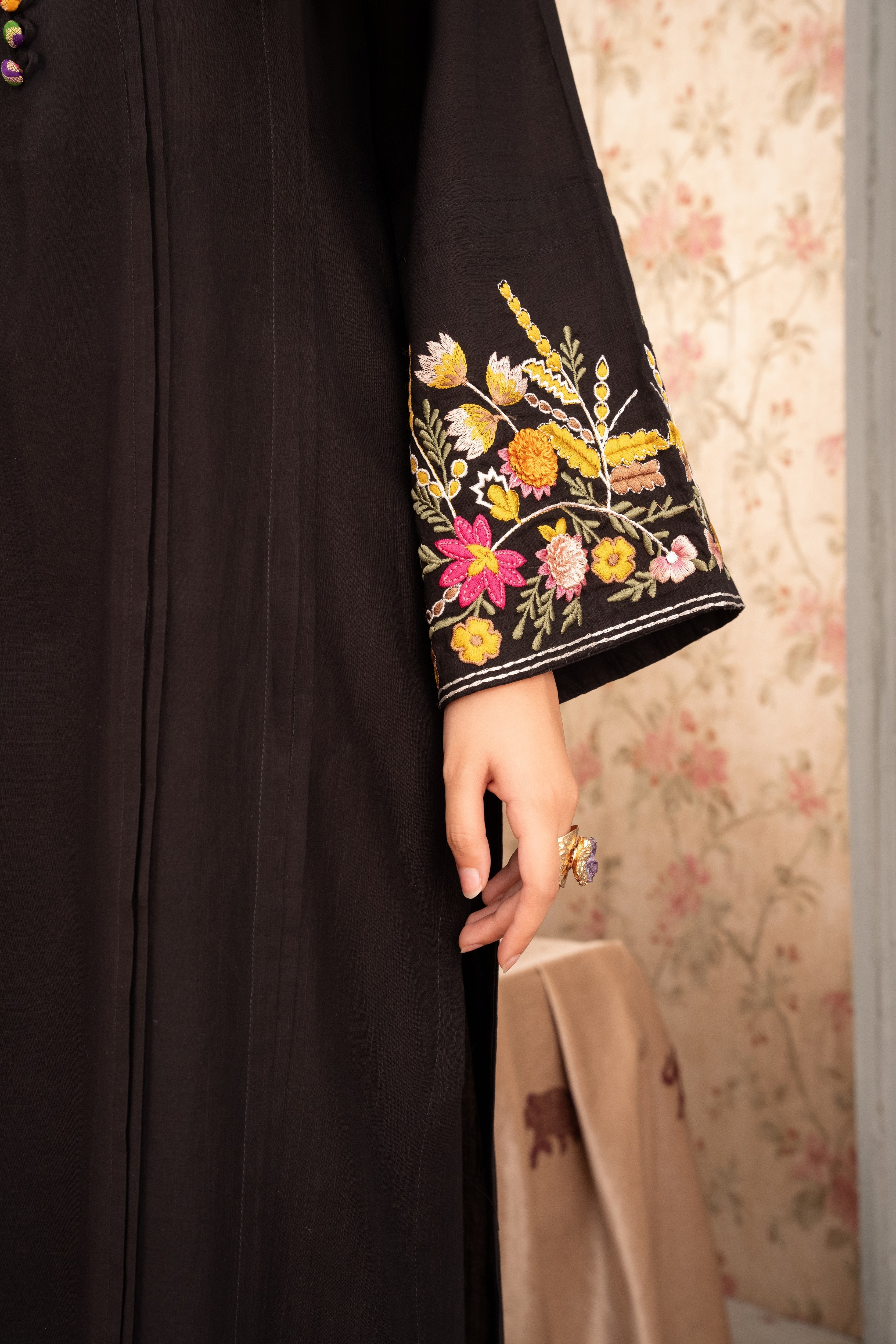 Gulejahan - Black Premium Fabric Pakistani Winter Dresses - Sahiba-clothing - 3