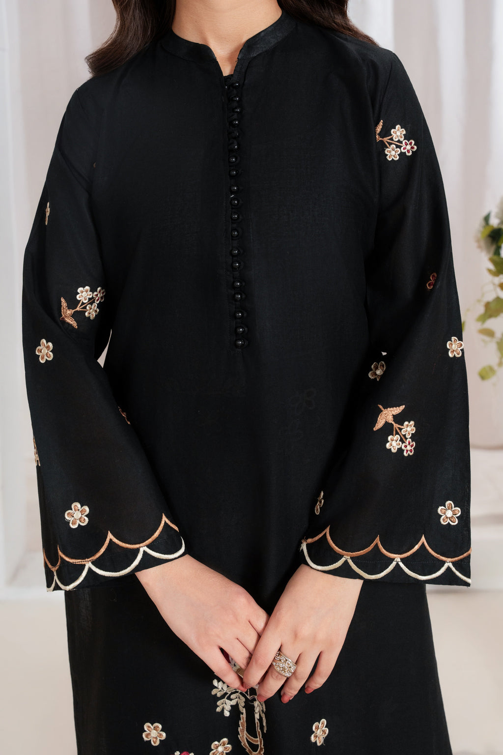 Nebula Black Premium Fabric Pakistani Summer Dresses - Sahiba-clothing - 2
