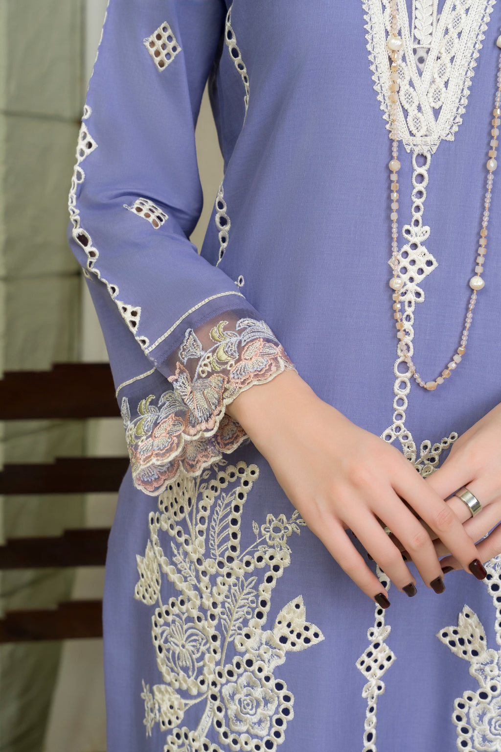 Alyame - Lilac Premium Fabric Pakistani Winter Dresses - Sahiba-clothing - 2