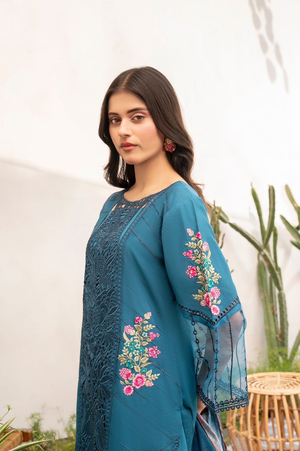 Evylene-Blue Premium Fabric Pakistani Summer Dresses - Sahiba-clothing - 3
