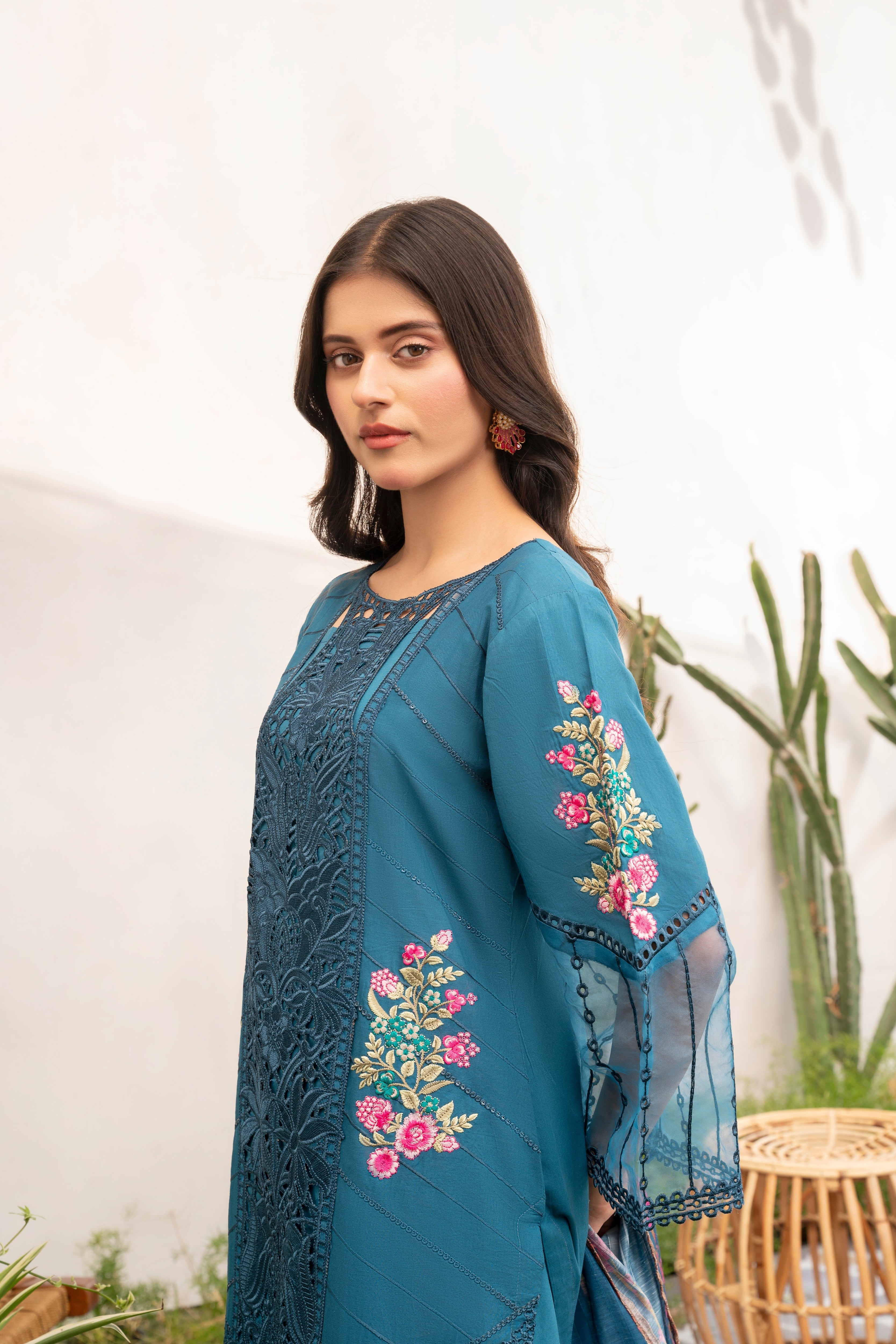 Evylene-Blue Premium Fabric Pakistani Summer Dresses - Sahiba-clothing - 3