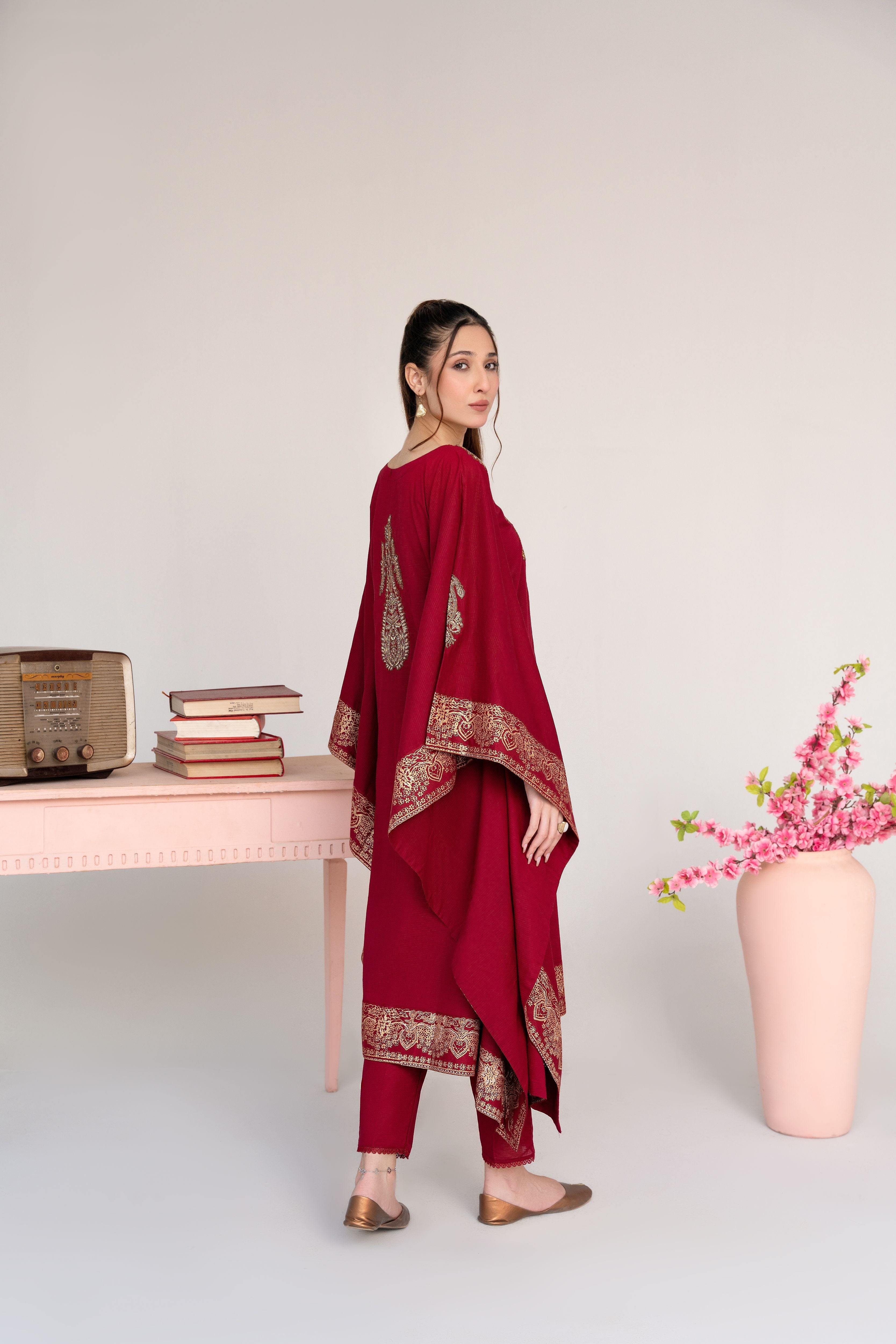 Crescent Maroon Premium Fabric Pakistani Summer Dresses - Sahiba-clothing - 6
